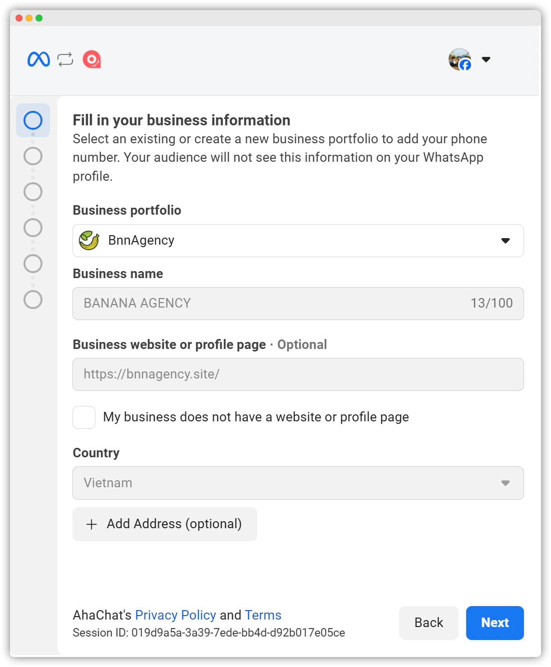 Create Bot Whatsapp Fill Information Vi