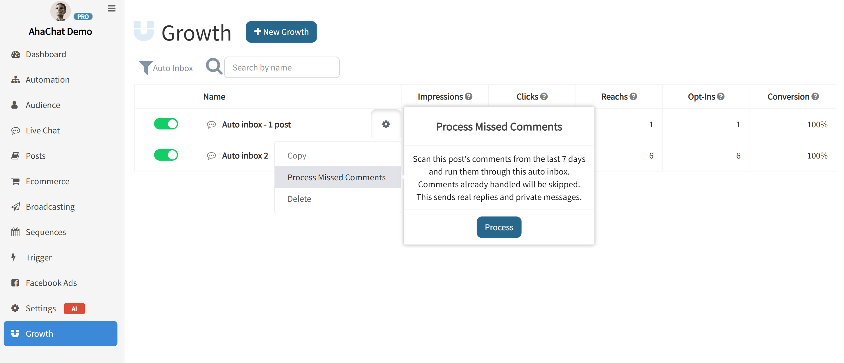 Ahachat Auto Inbox Process Missed Comments Modal