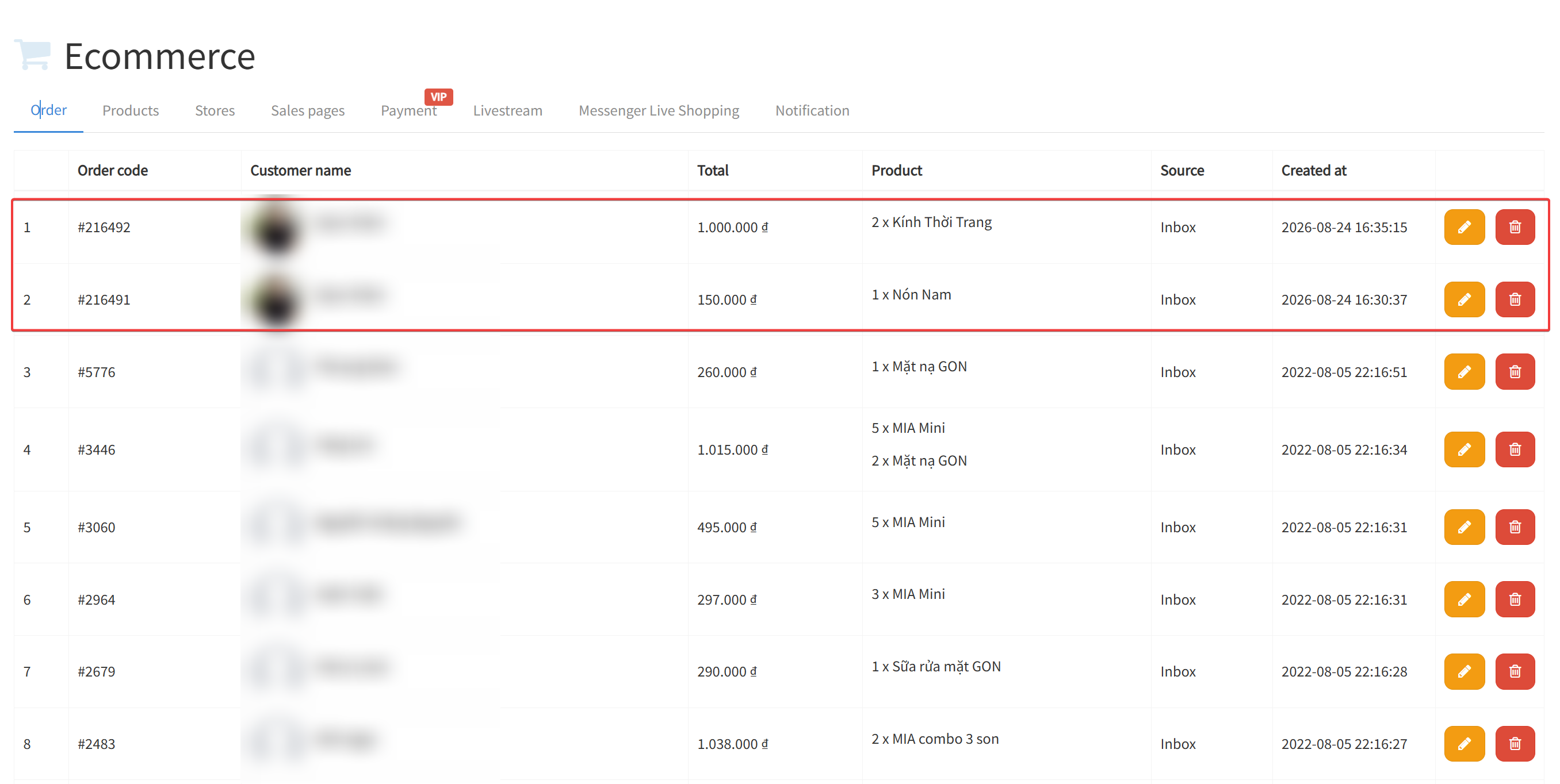 Ahachat Live Order Management