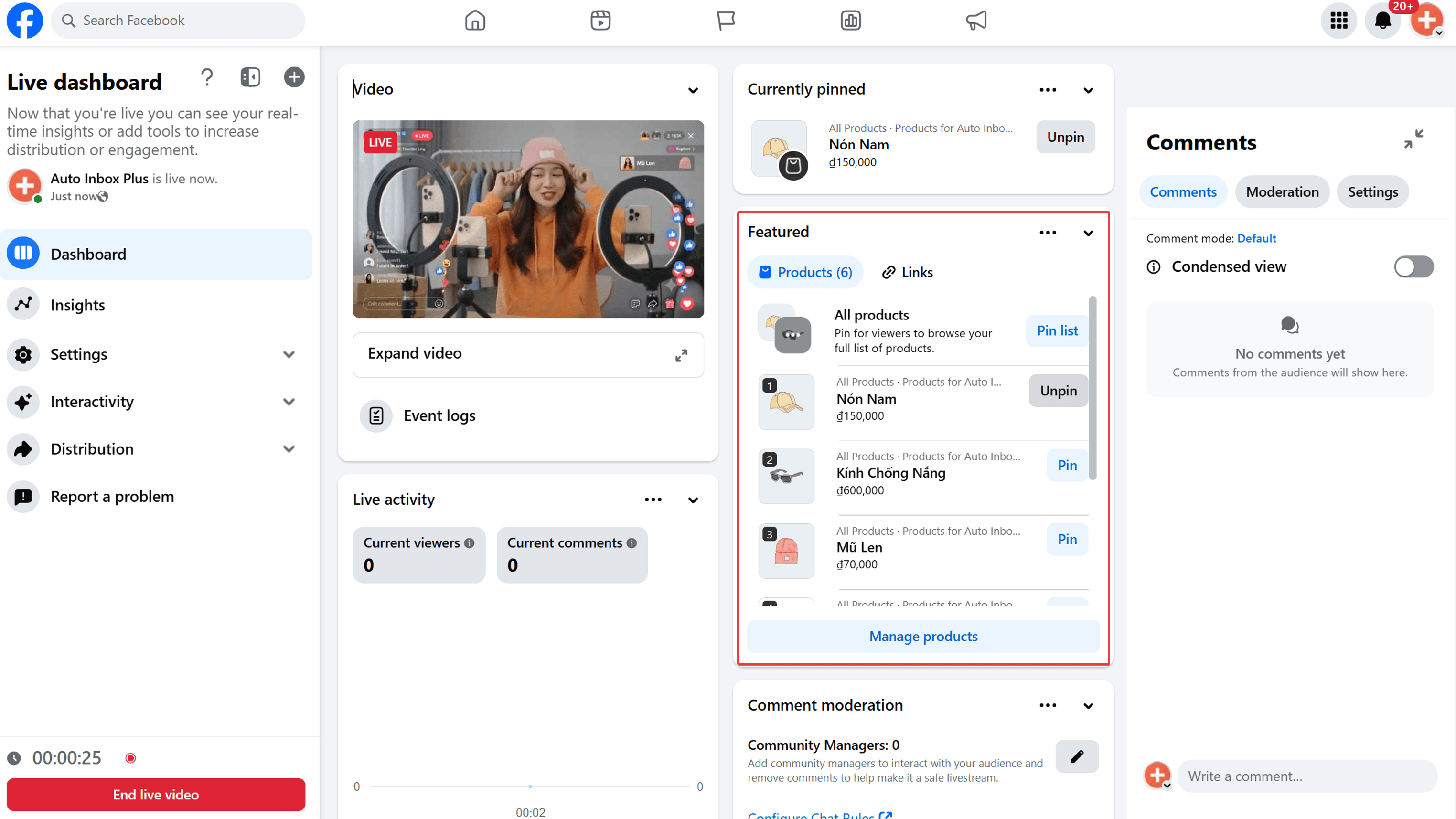 Facebook Live Pin Product