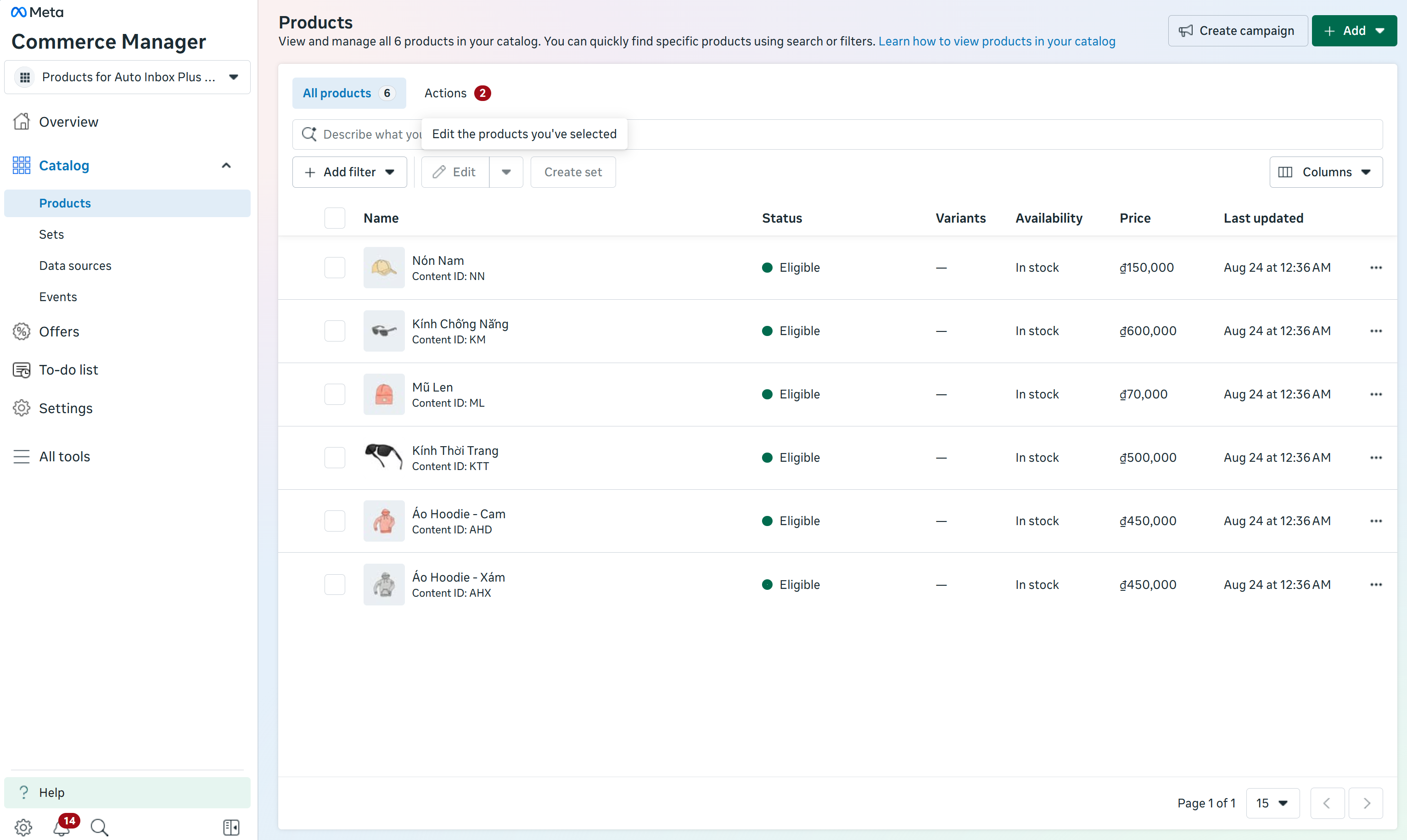 Meta Commerce Manager Catalog