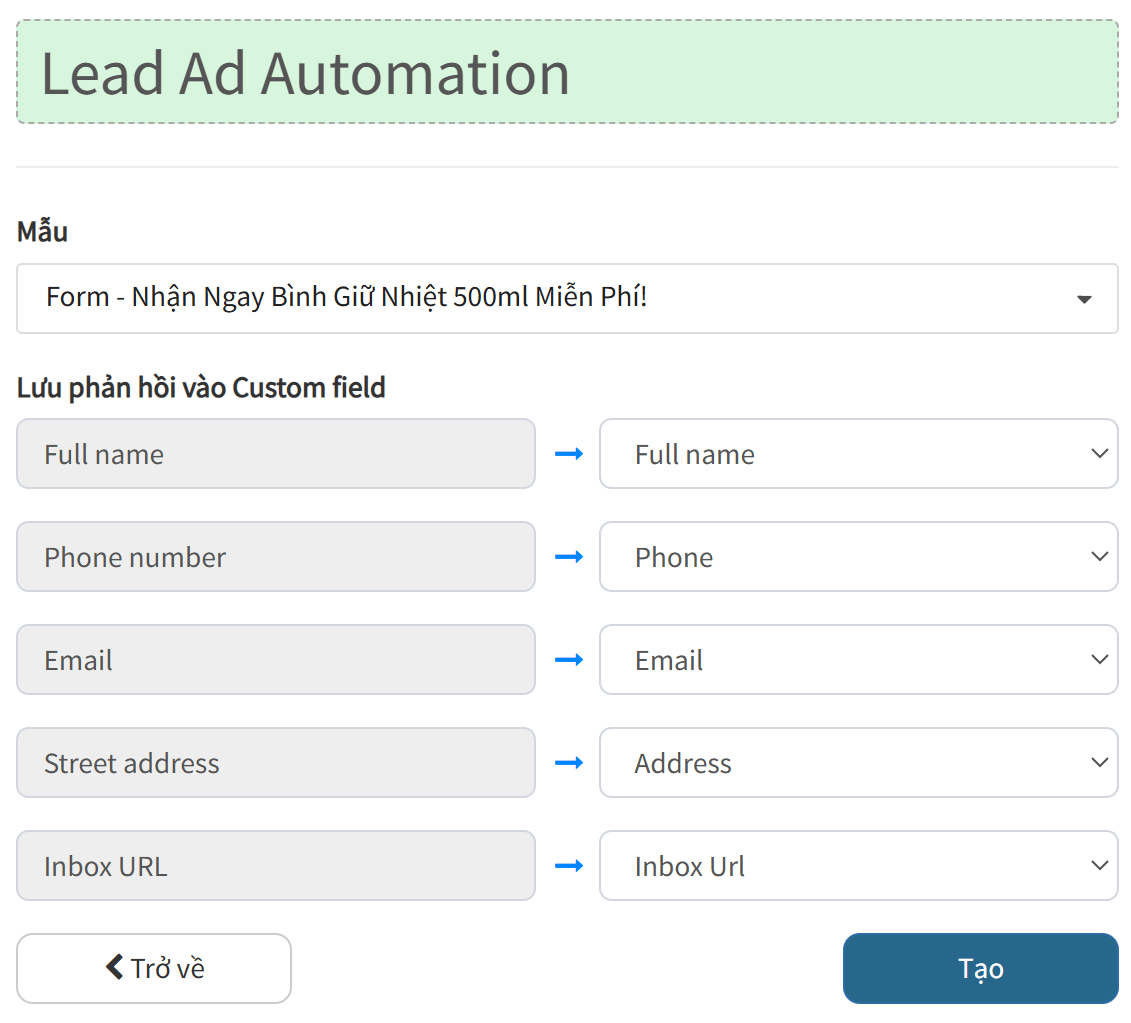 Map Form Fields to Custom Fields in AhaChat