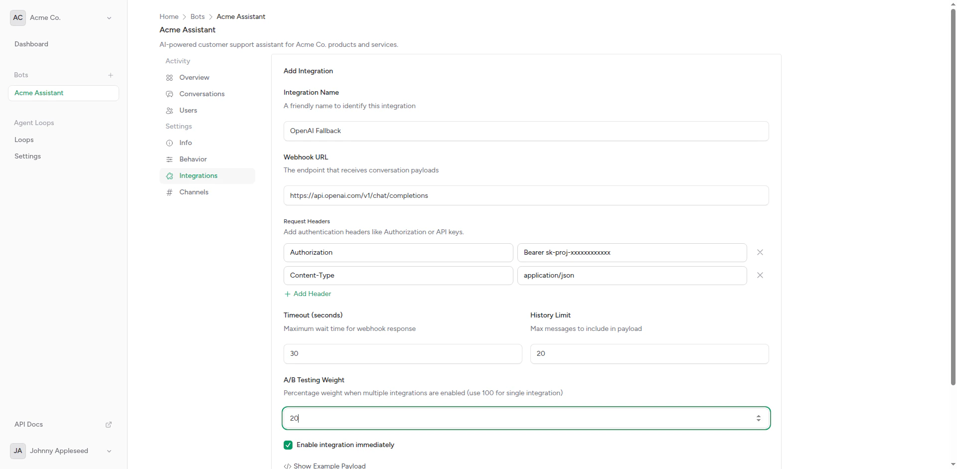 Fallback integration