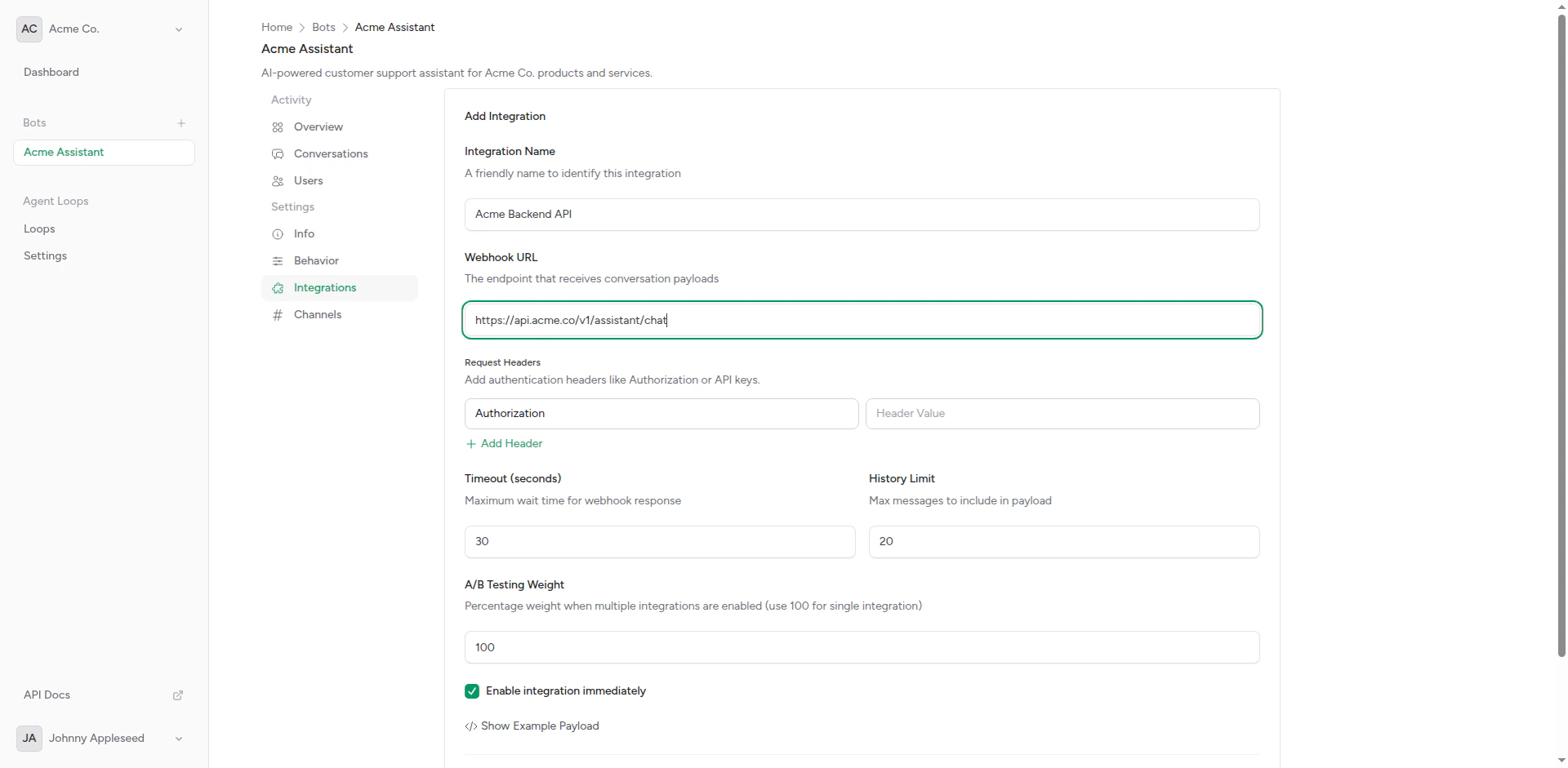 Basic integration info