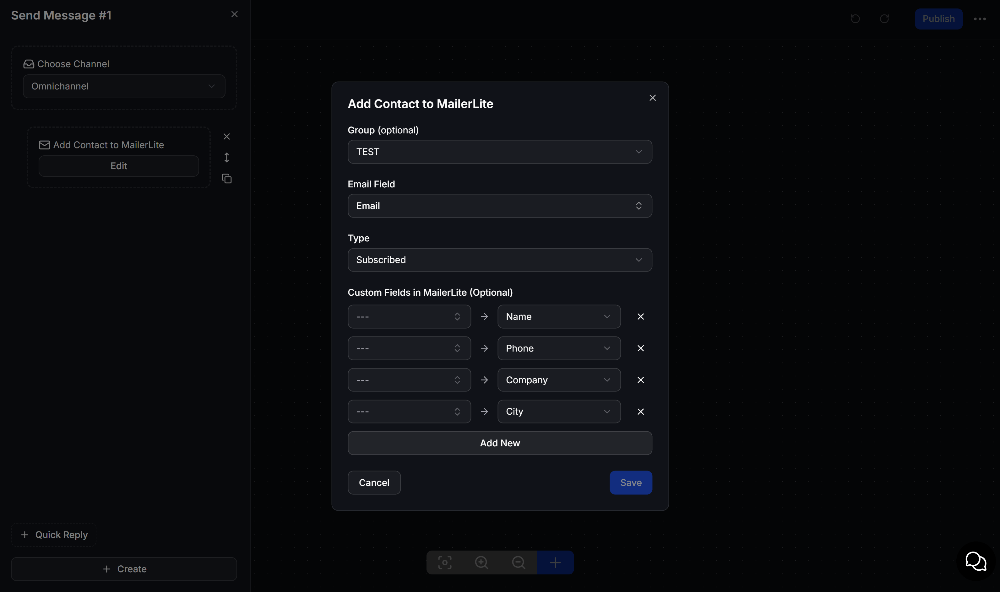 Configure Add Contact to MailerLite