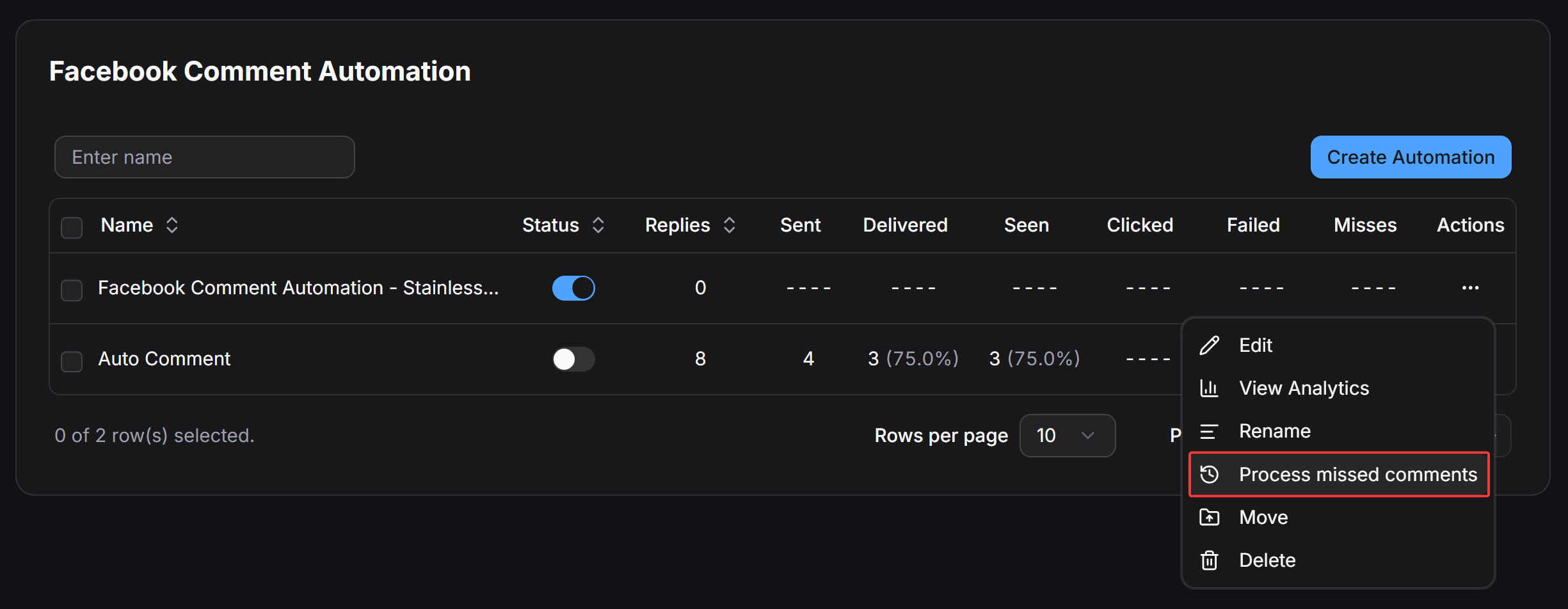 Facebook Comment Action Process Missed Comments