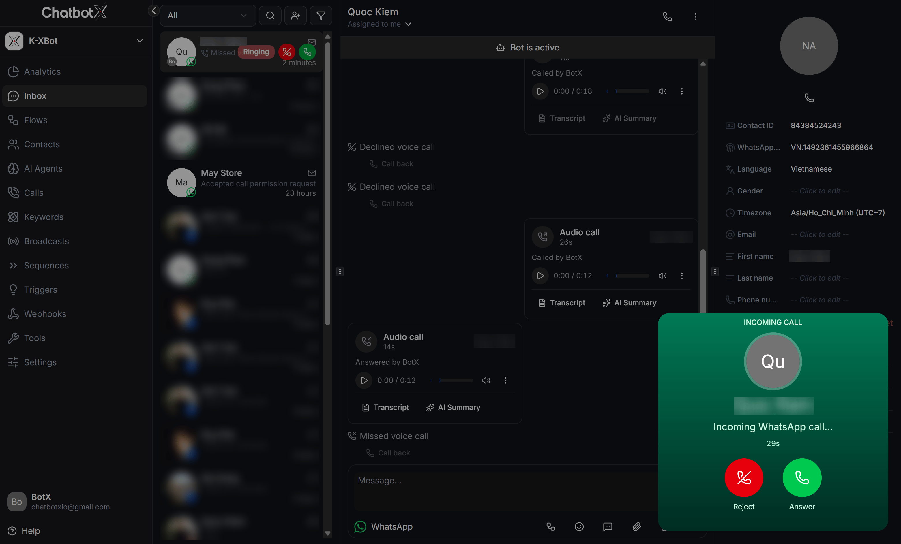 Chatbotx Whatsapp Inbox Incoming Call Notification Widget