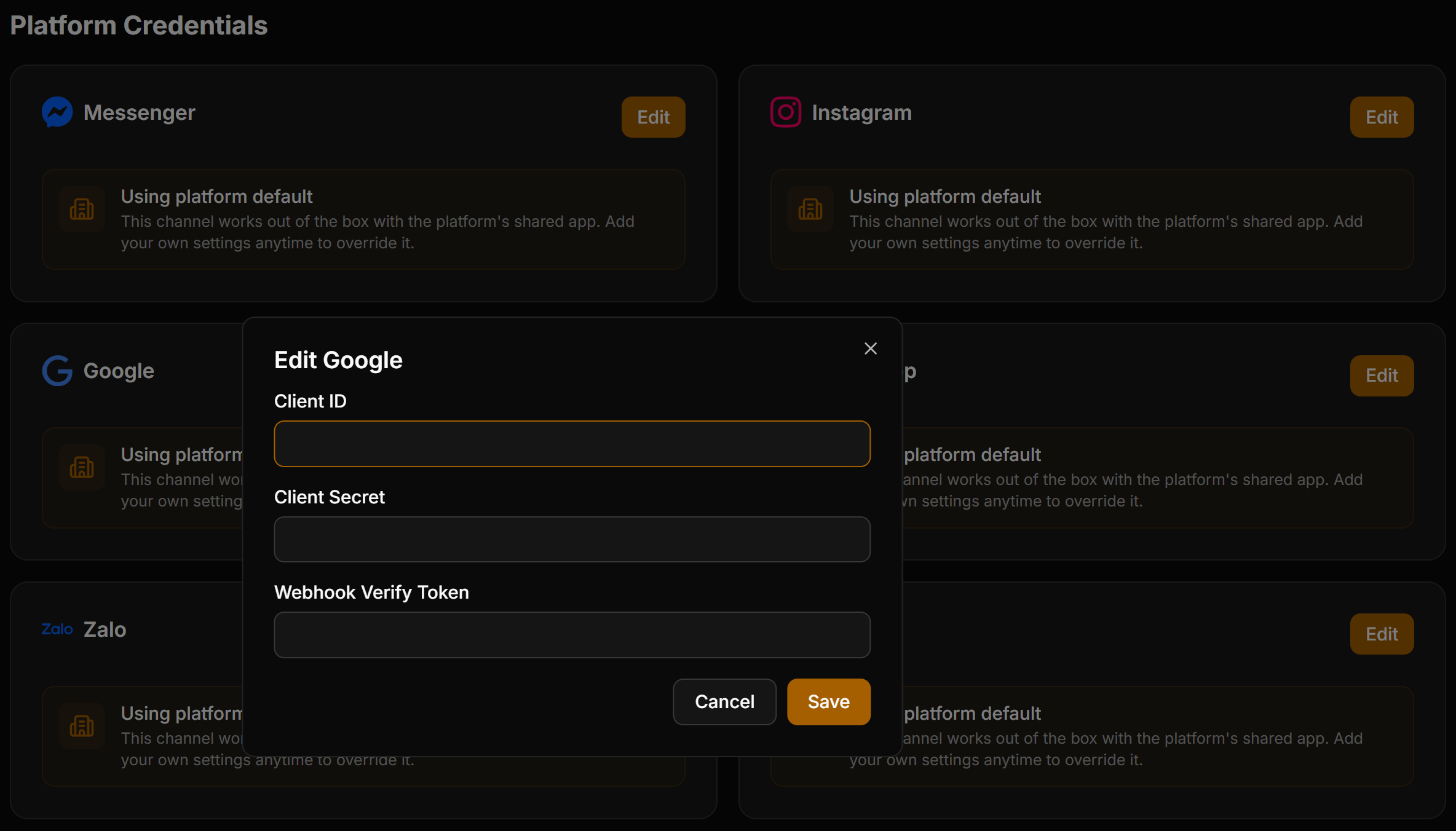 Chatbotx Whitelabel Edit Google Modal