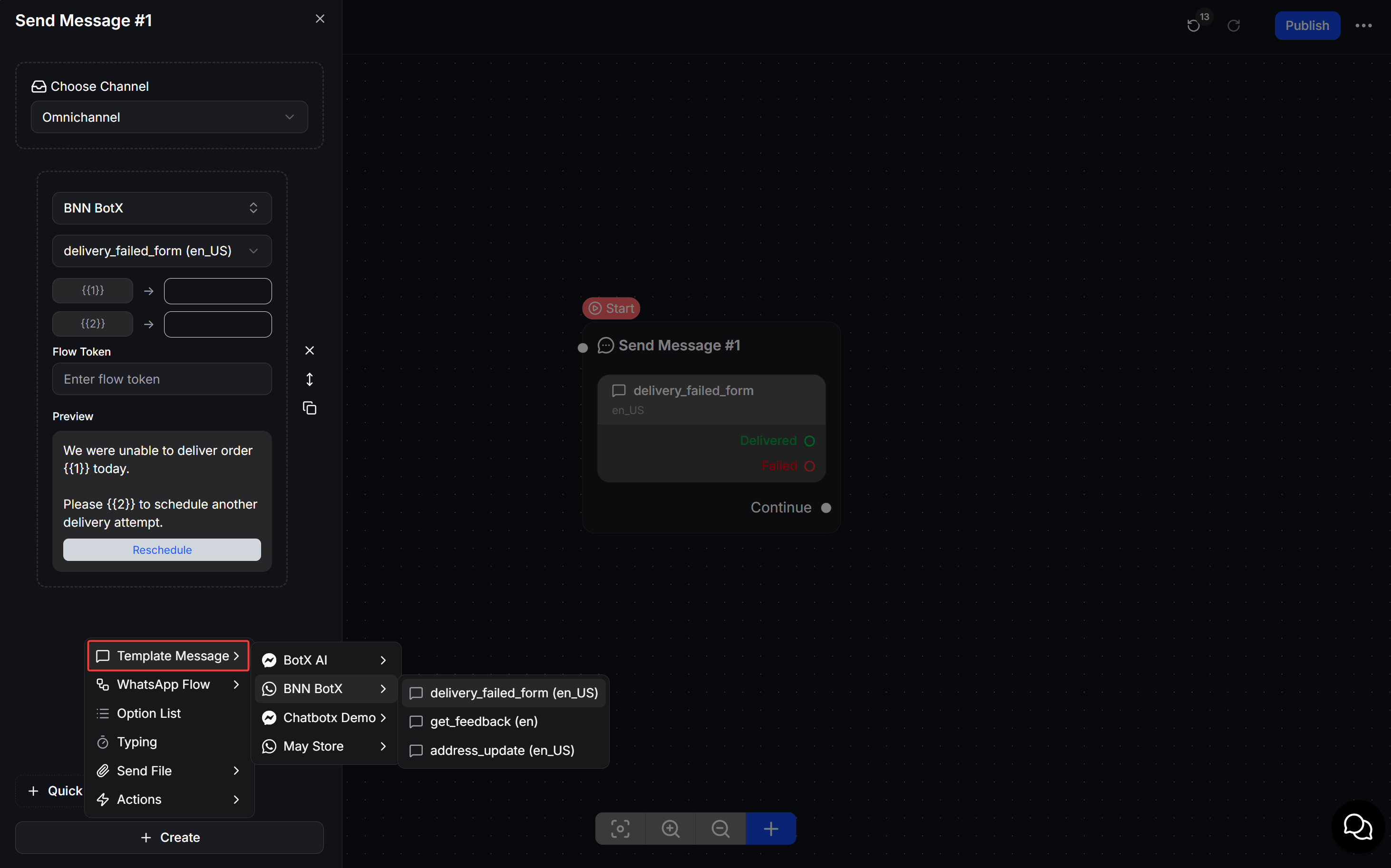 Send WhatsApp Template in Flow Builder