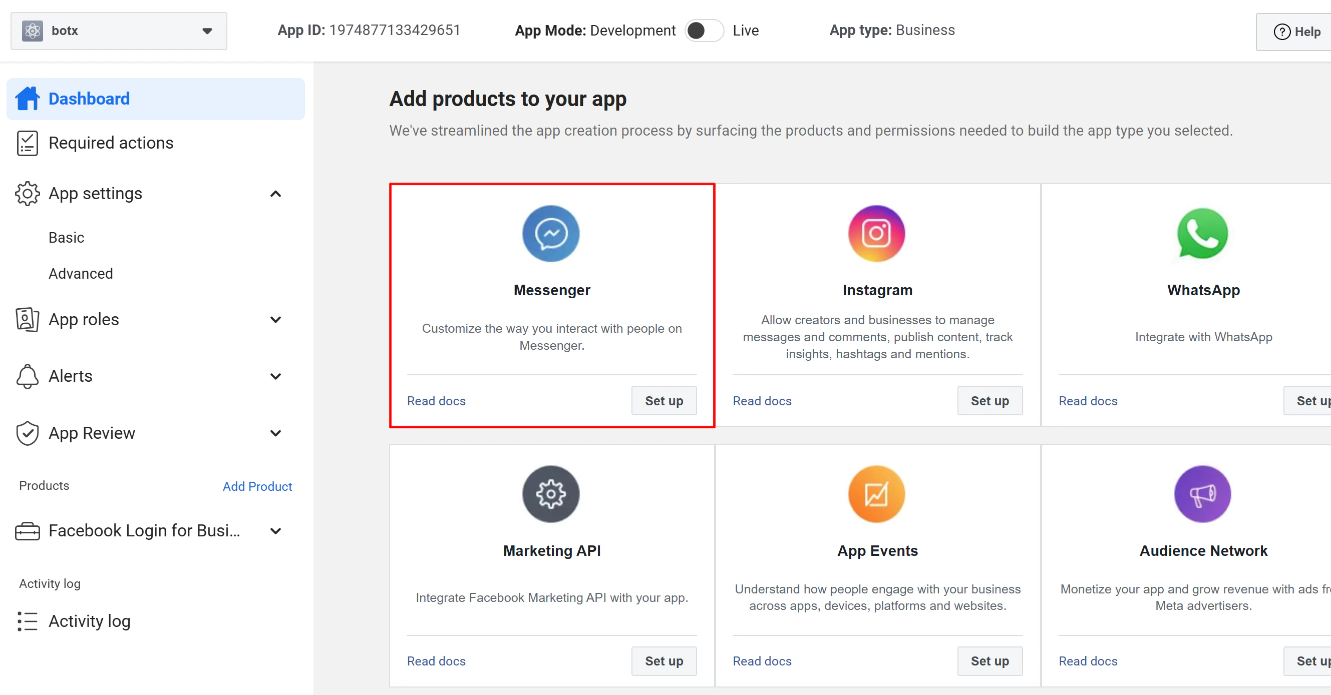 Adding Messenger product