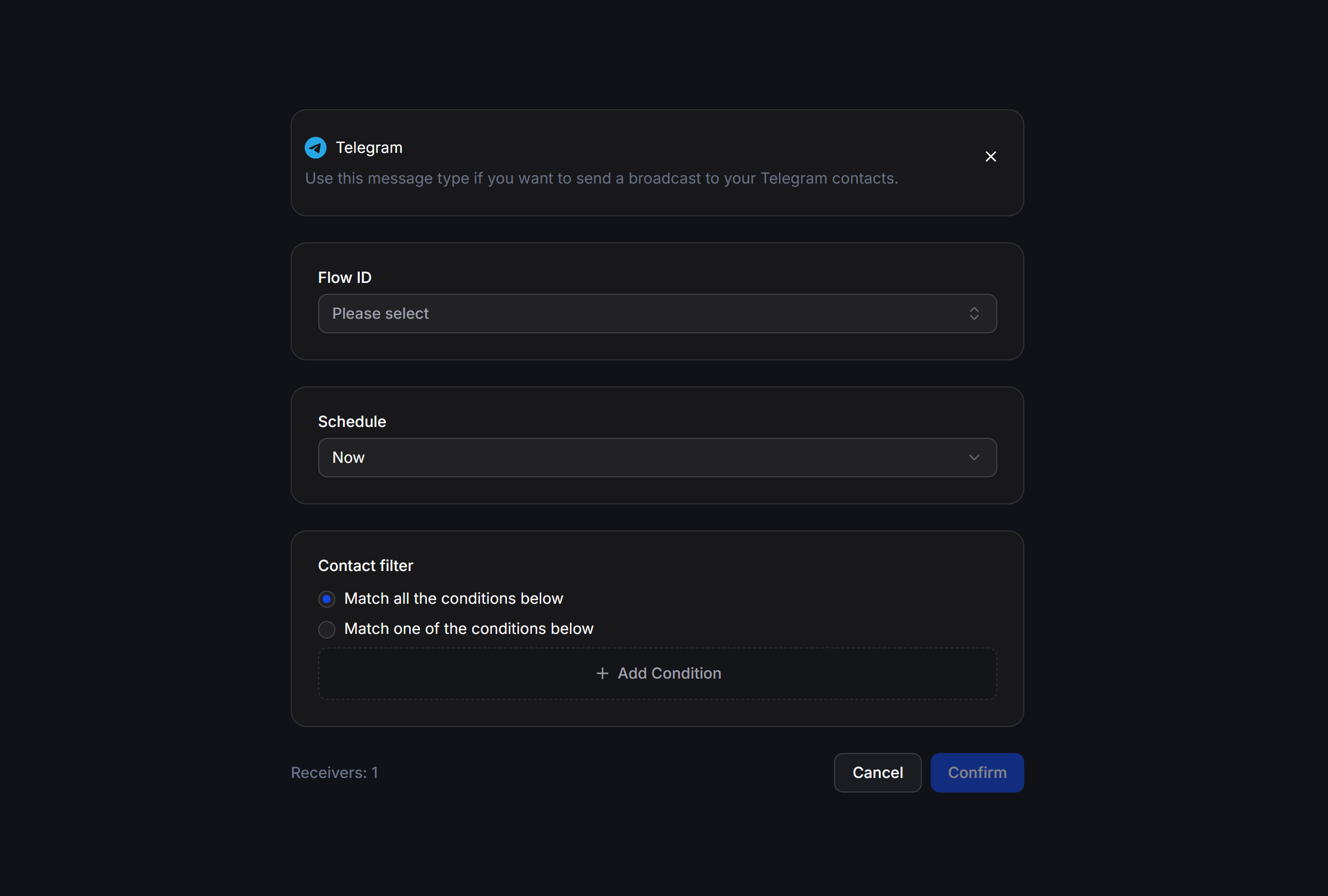Configure Telegram broadcast