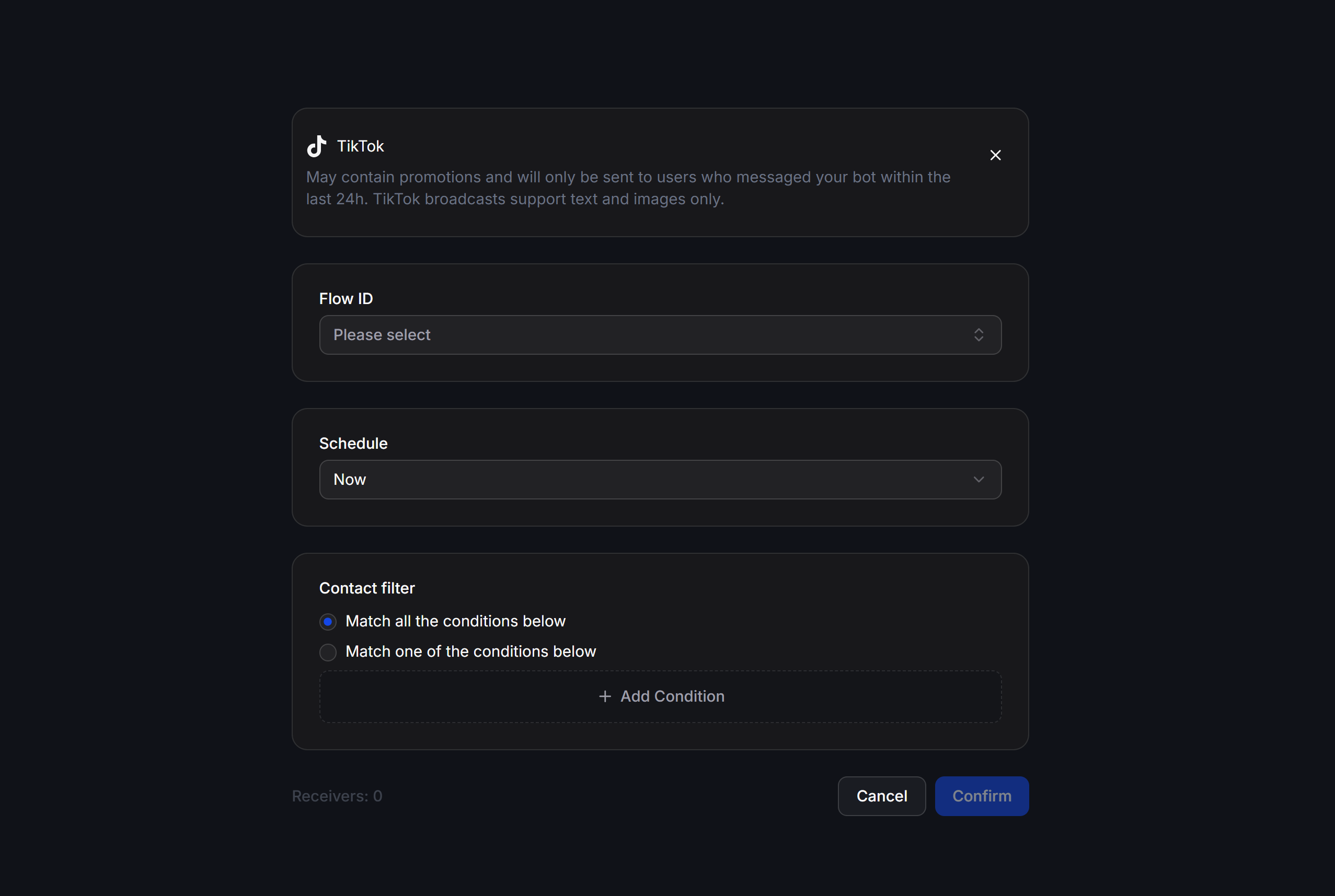 Configure TikTok broadcast