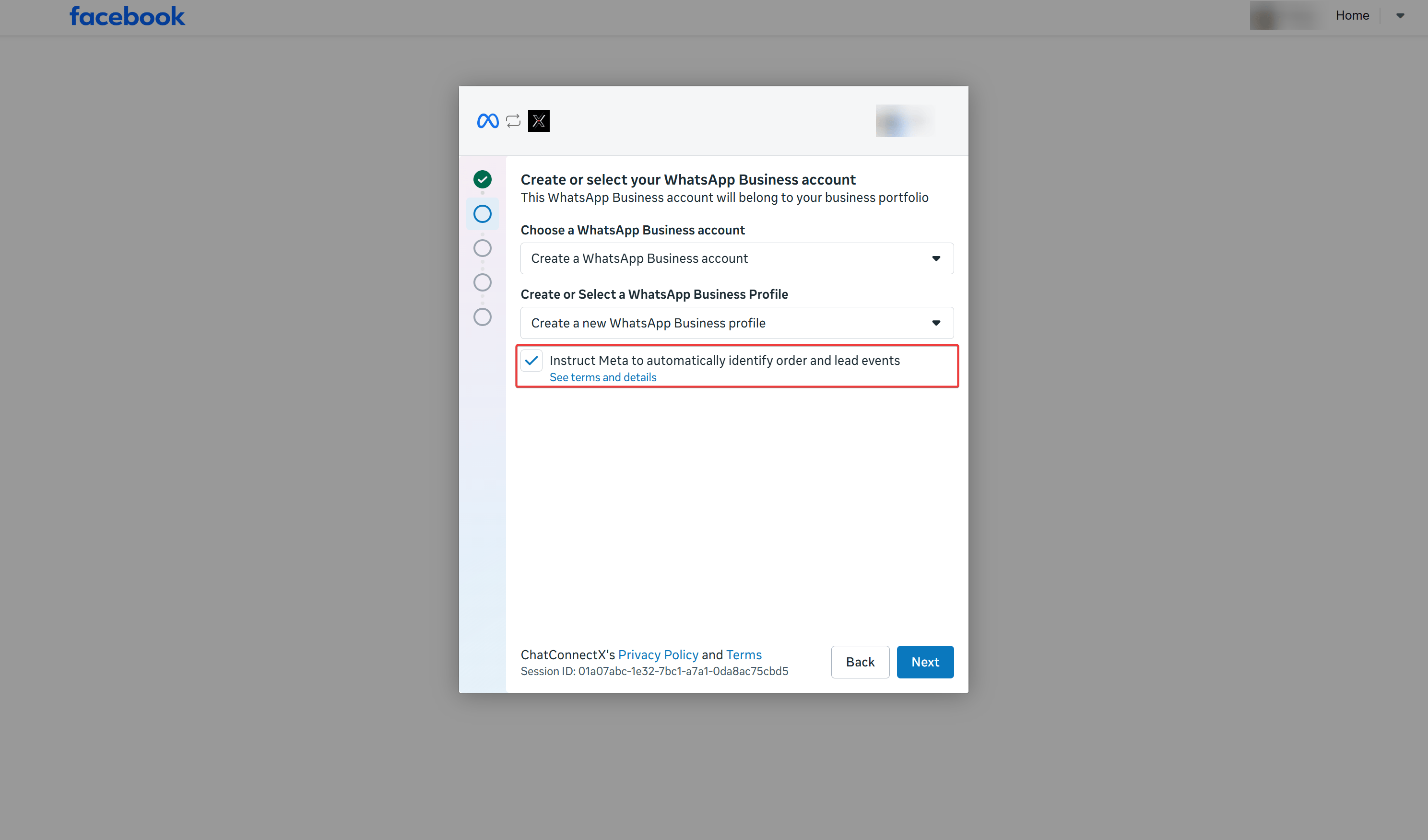 Whatsapp Automatic Events Embedded Signup