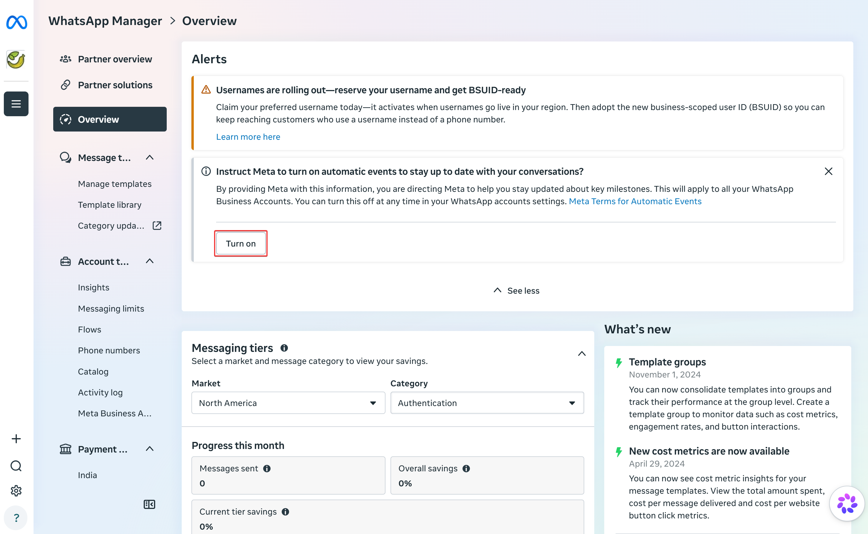 Whatsapp Automatic Events Manager Turn On