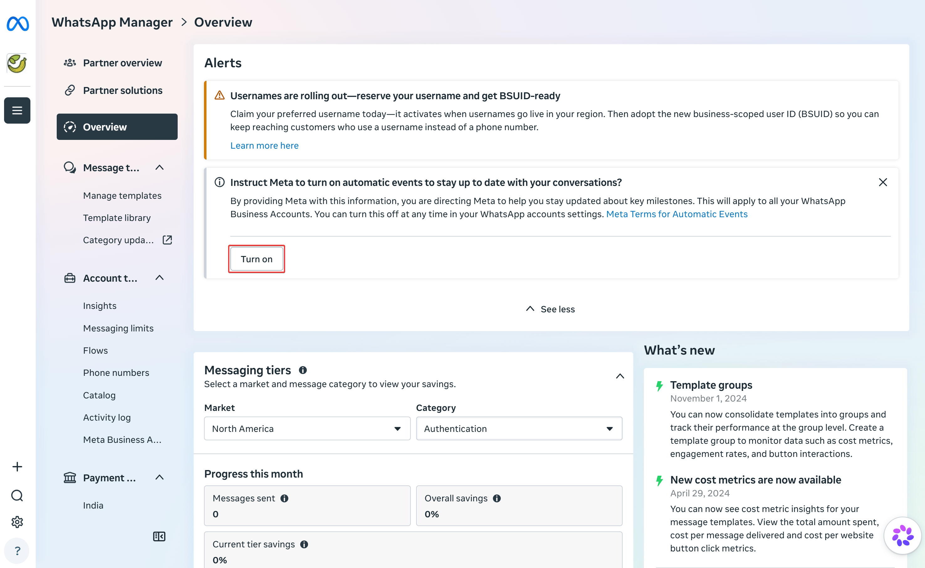 Whatsapp Automatic Events Manager Turn On