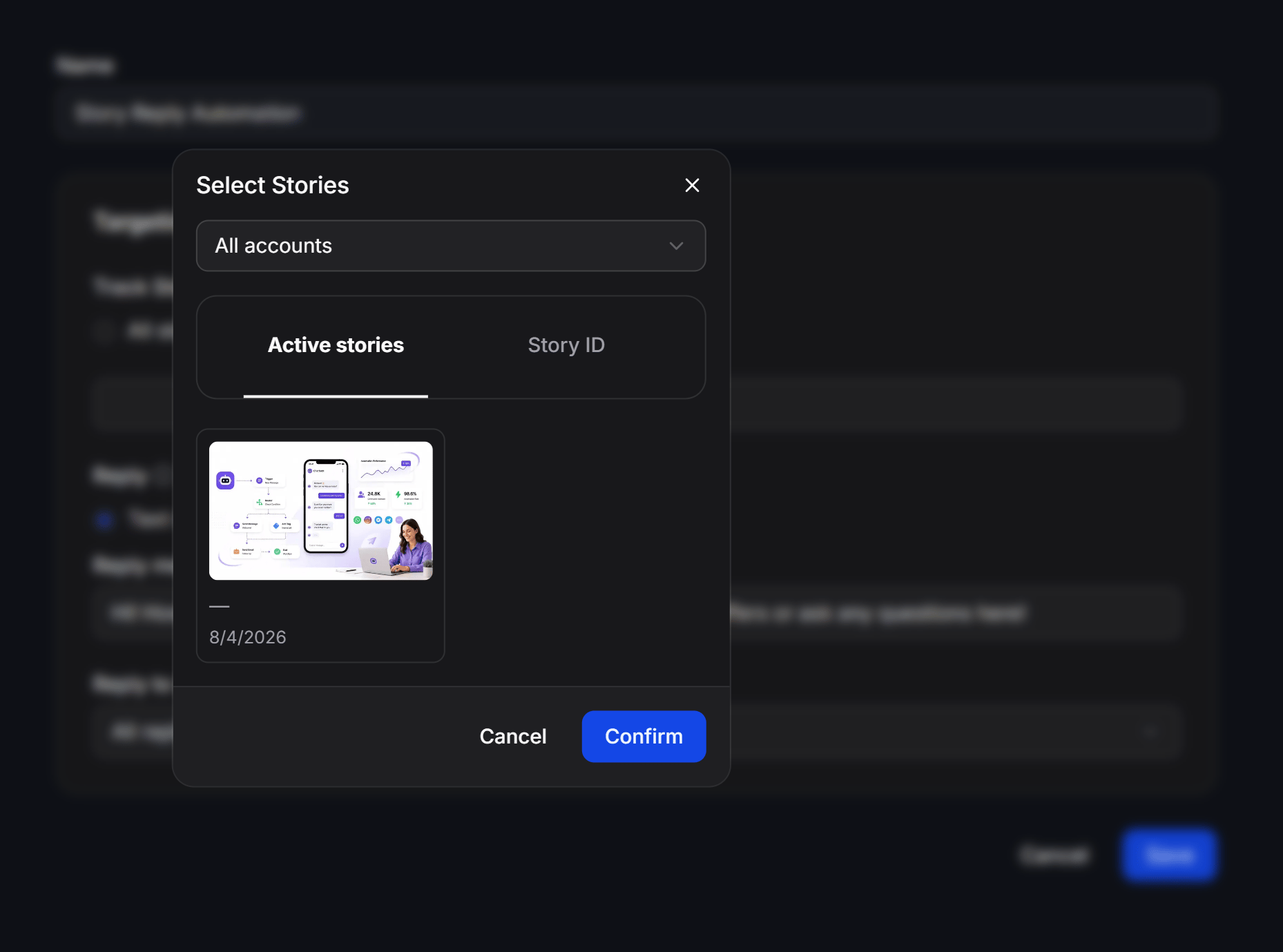 Select specific Instagram Stories for reply automation