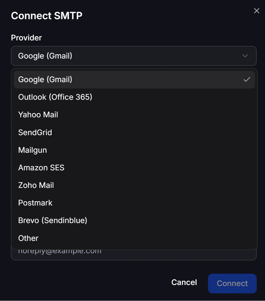 Choose SMTP provider