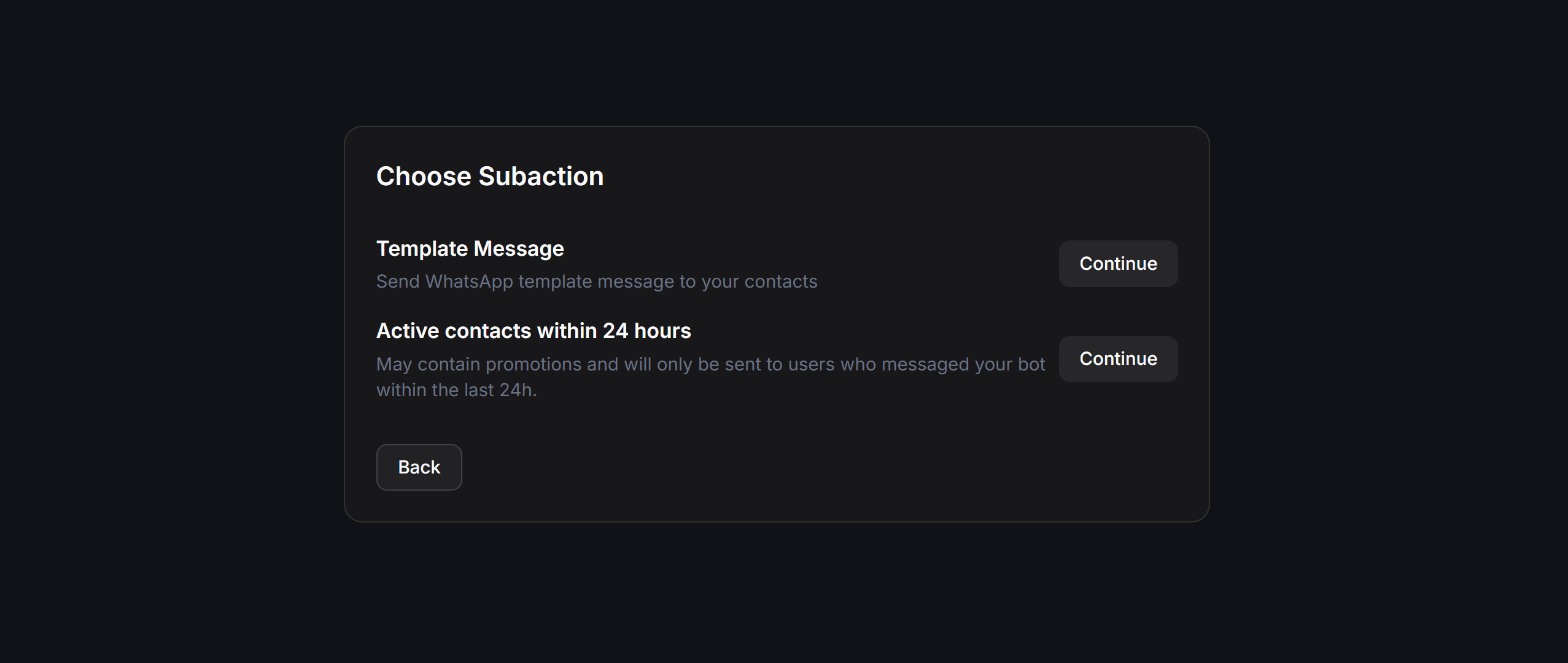 Choose Subaction Whatsapp