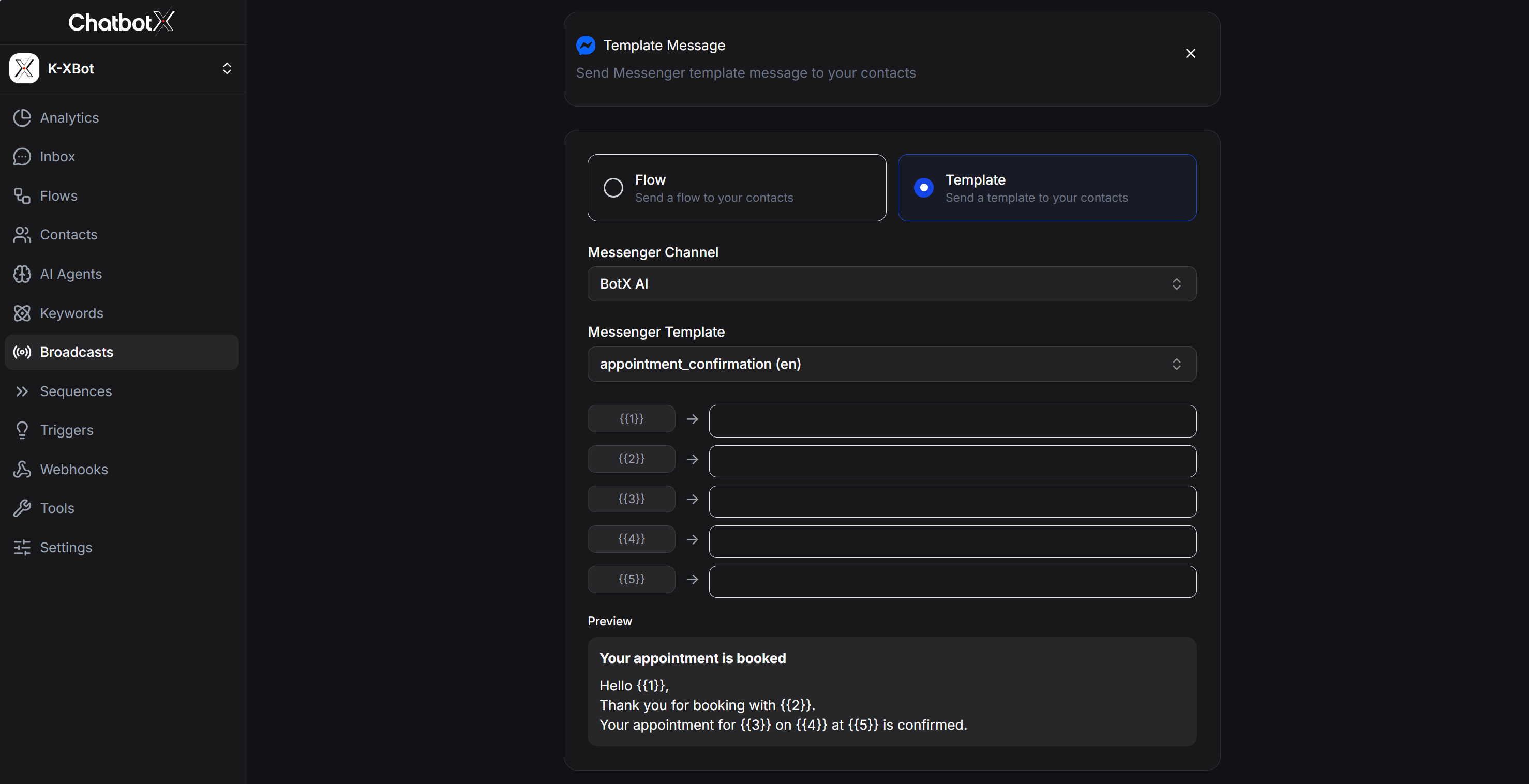 Send Utility Message via Broadcast