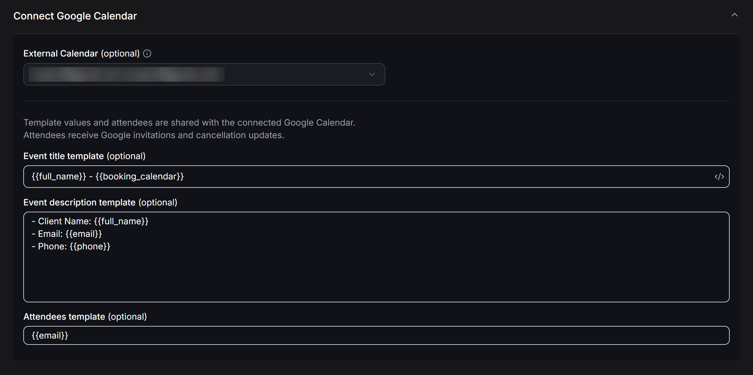 Appointment Connect Google Calendar Settings