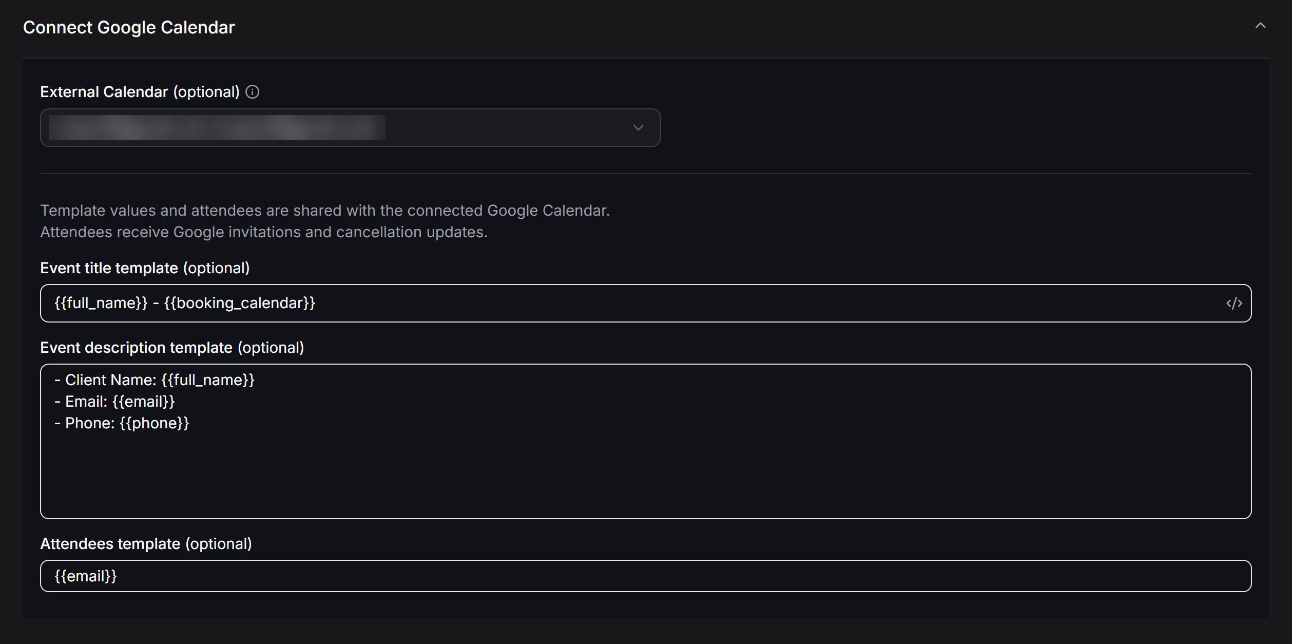Appointment Connect Google Calendar Settings
