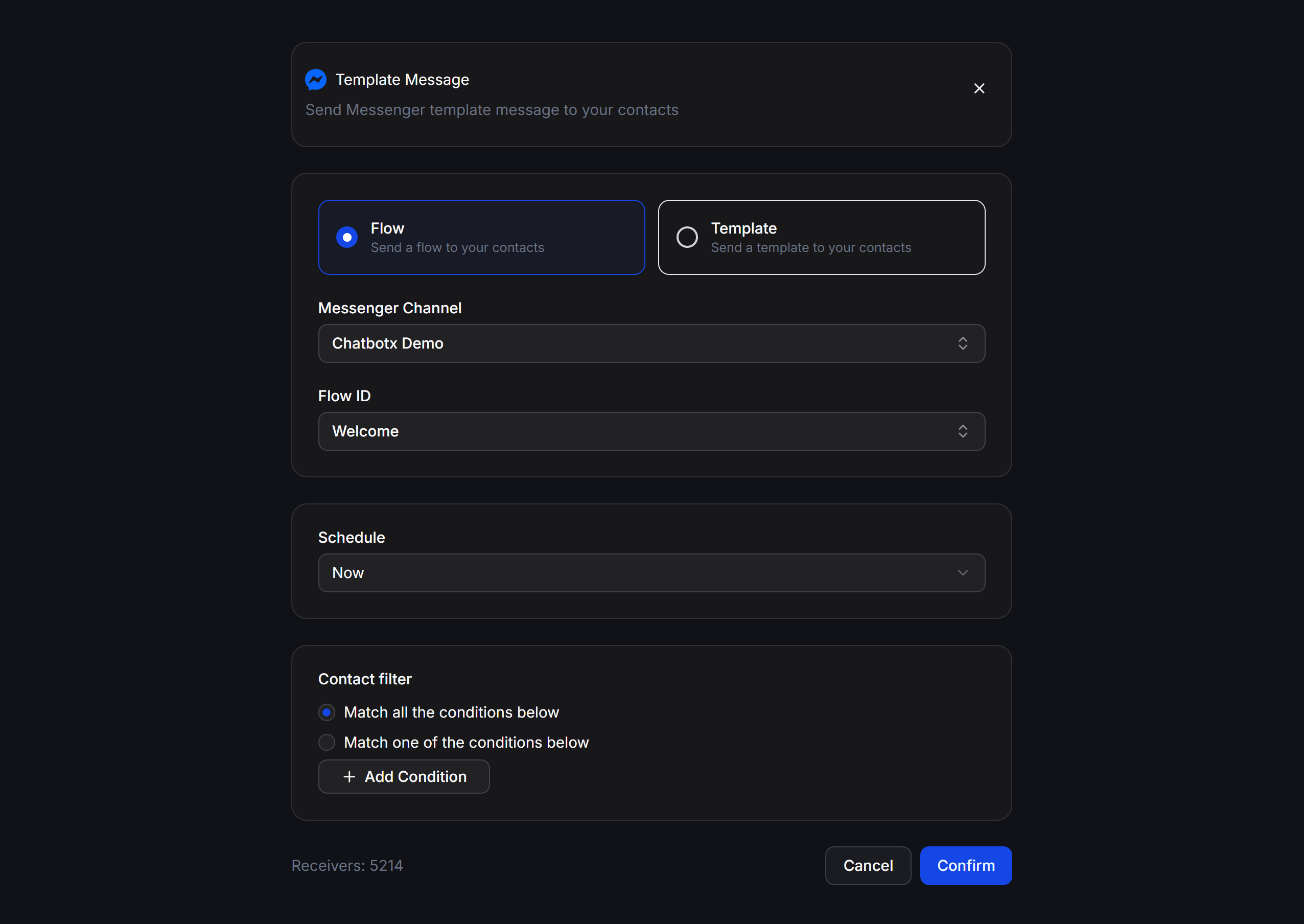 Messenger Template Flow