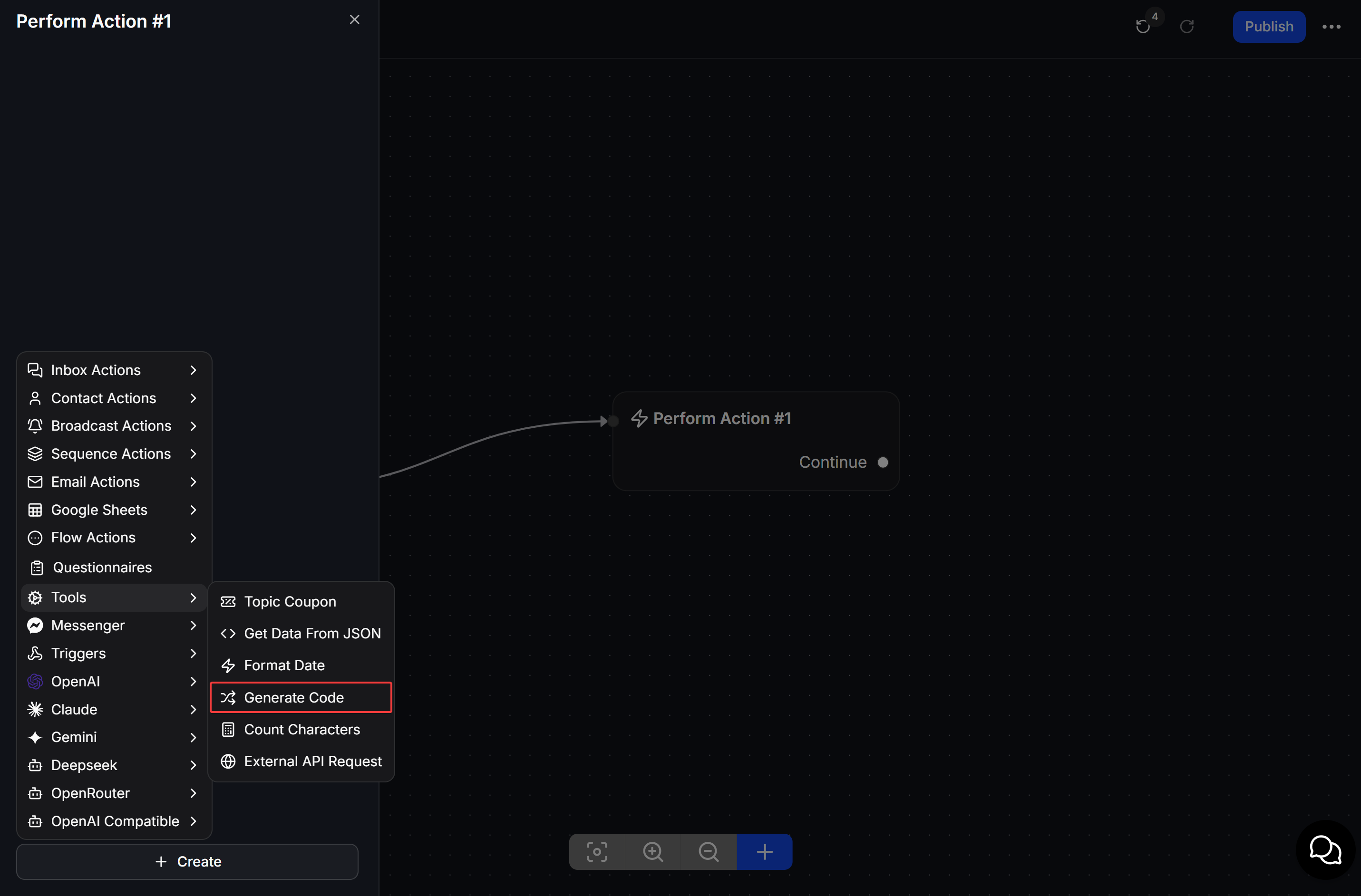 Select Generate Code In Tools Menu