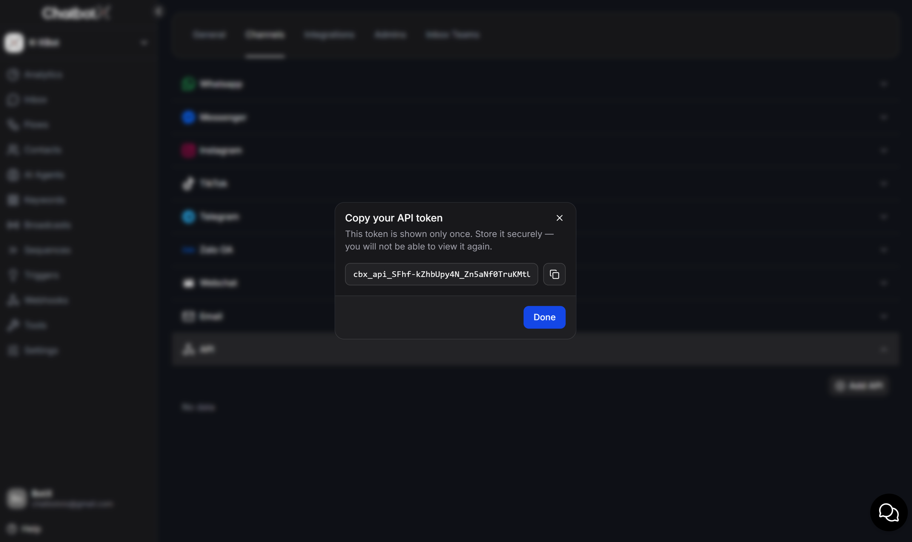 Api Channel Created Token