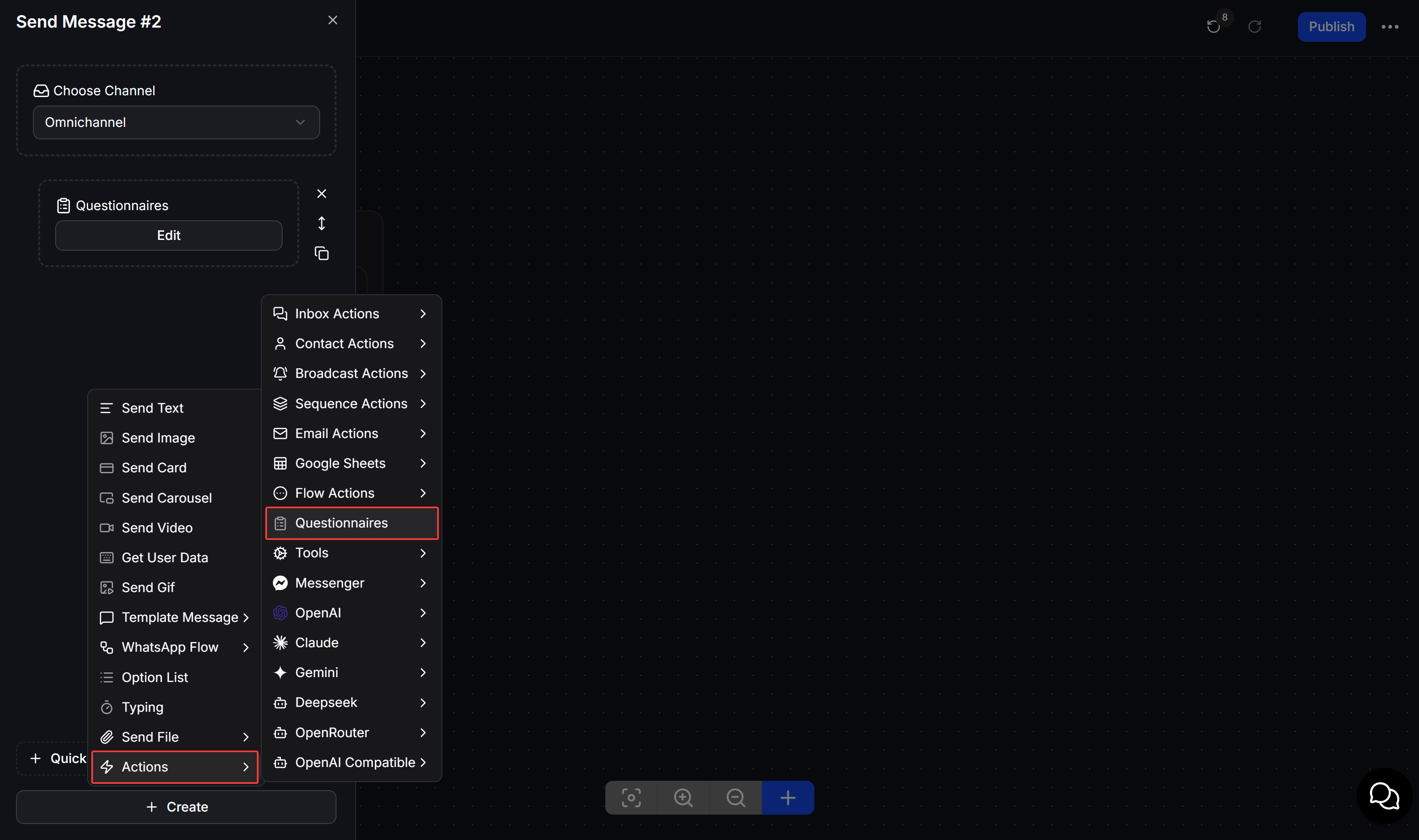 Select Questionnaires Action In Flow Builder