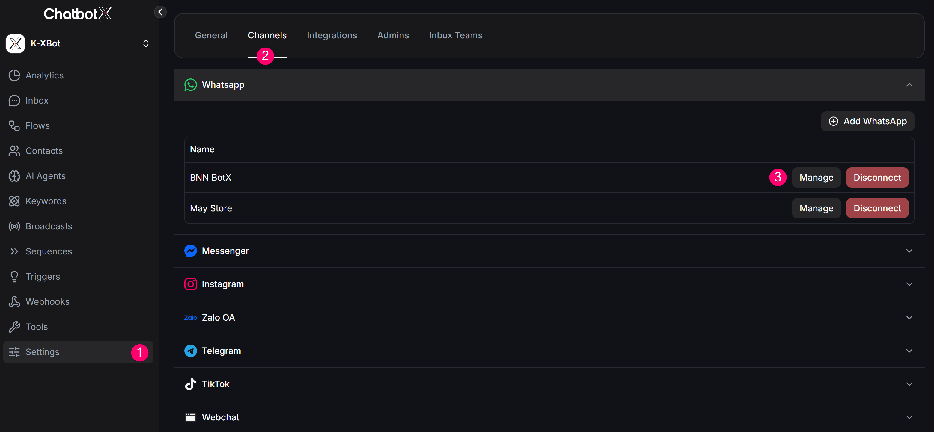 Whatsapp Flow Manage Channel