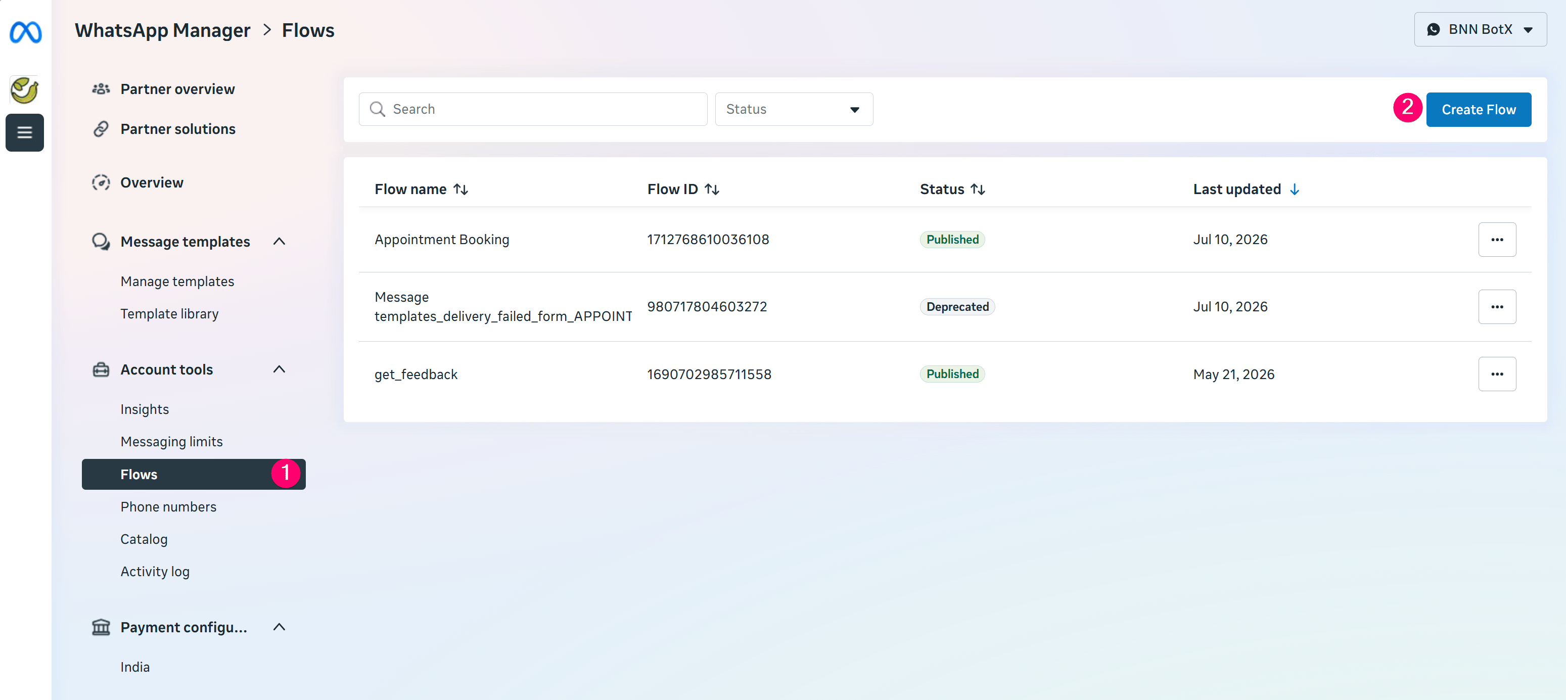 Whatsapp Flow Meta Create