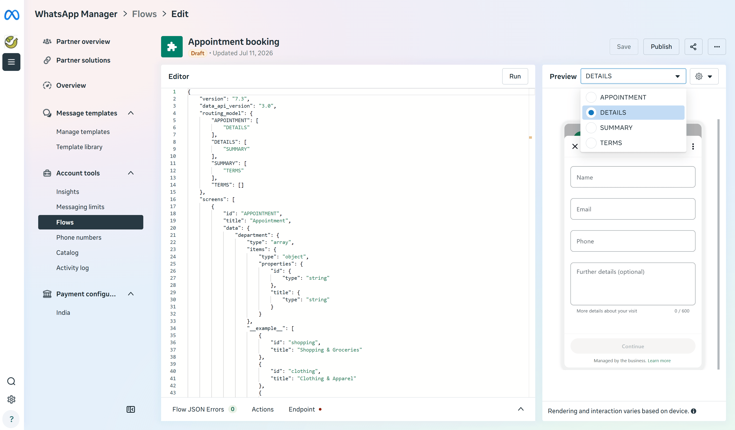 Whatsapp Flow Meta Json Editor
