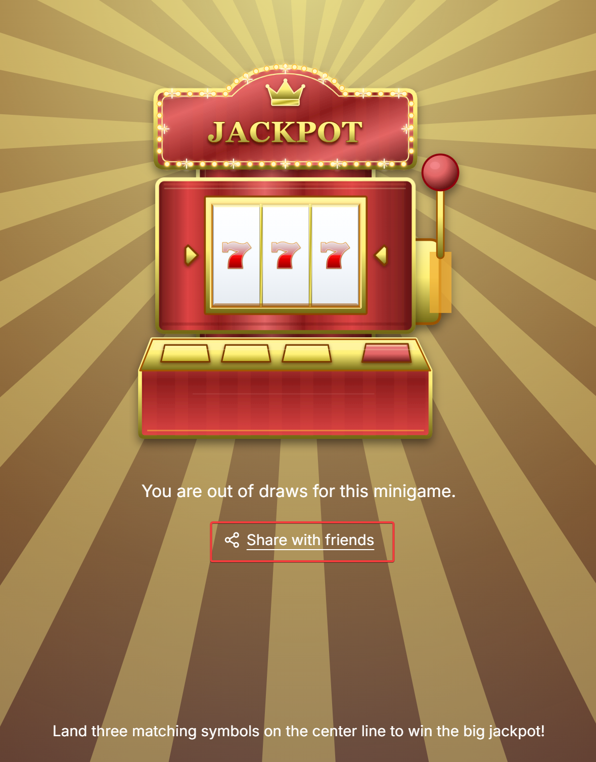Jackpot Share With Friends Button
