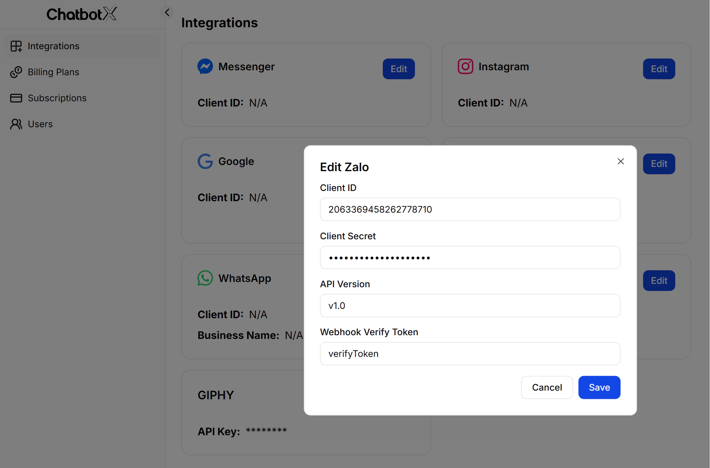 fill-in-the-zalo-credentials