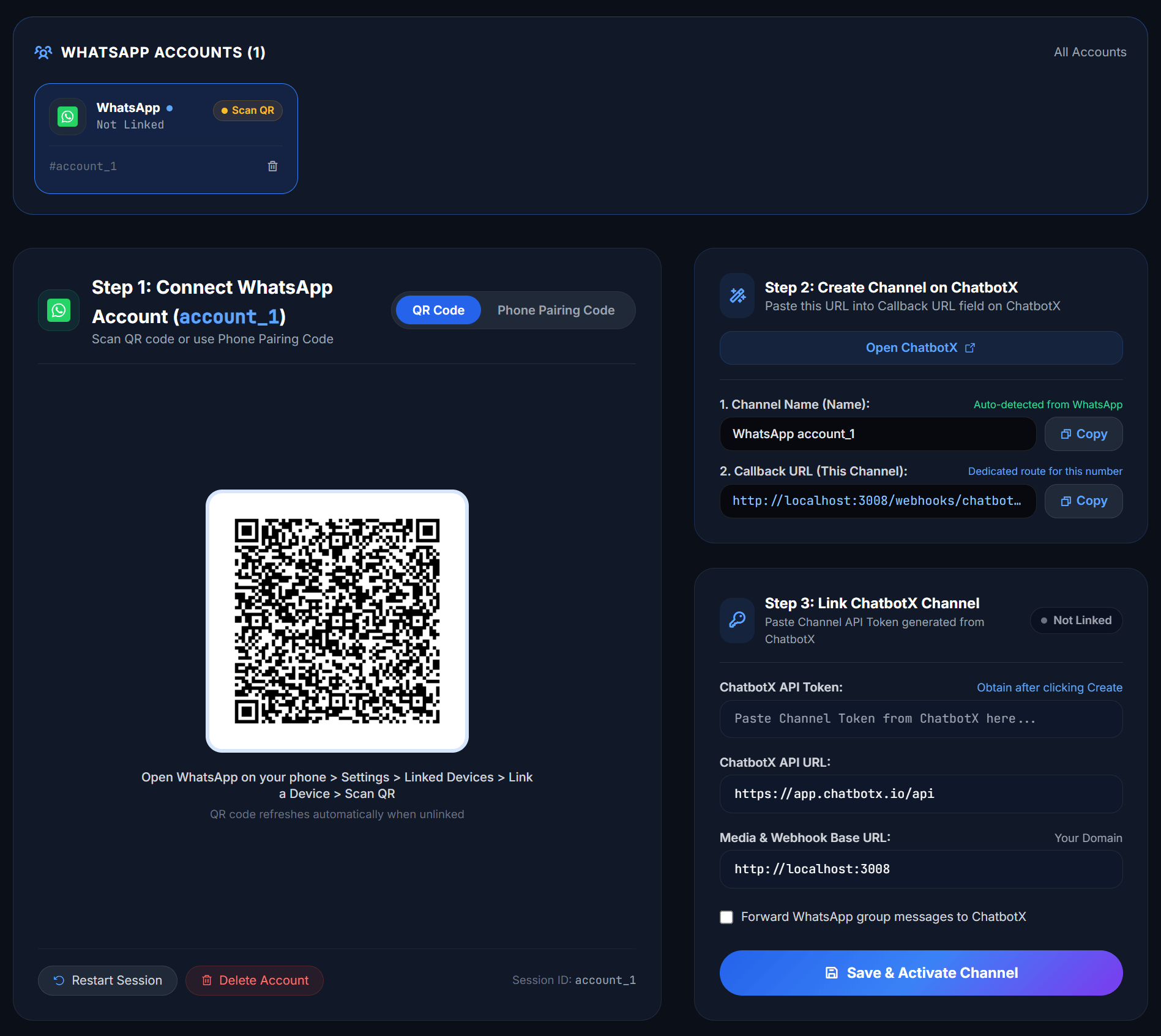 Waha Dashboard Step1 Qr Code Scan