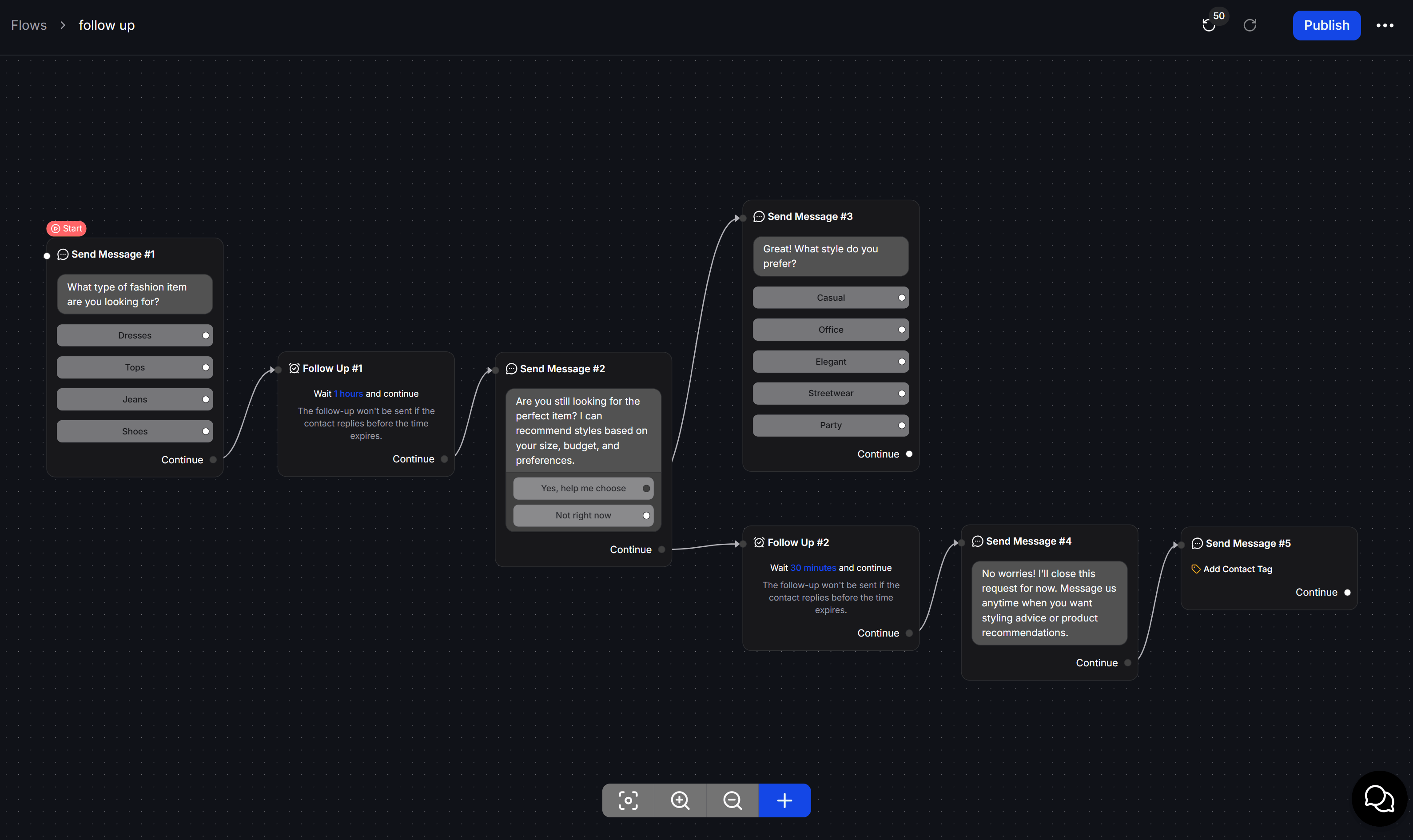 Flow Builder Multiple Follow Up Example