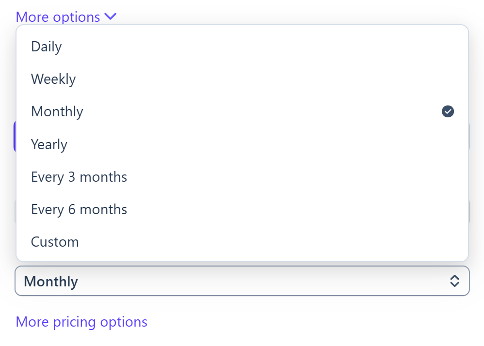 Stripe Billing Period Options
