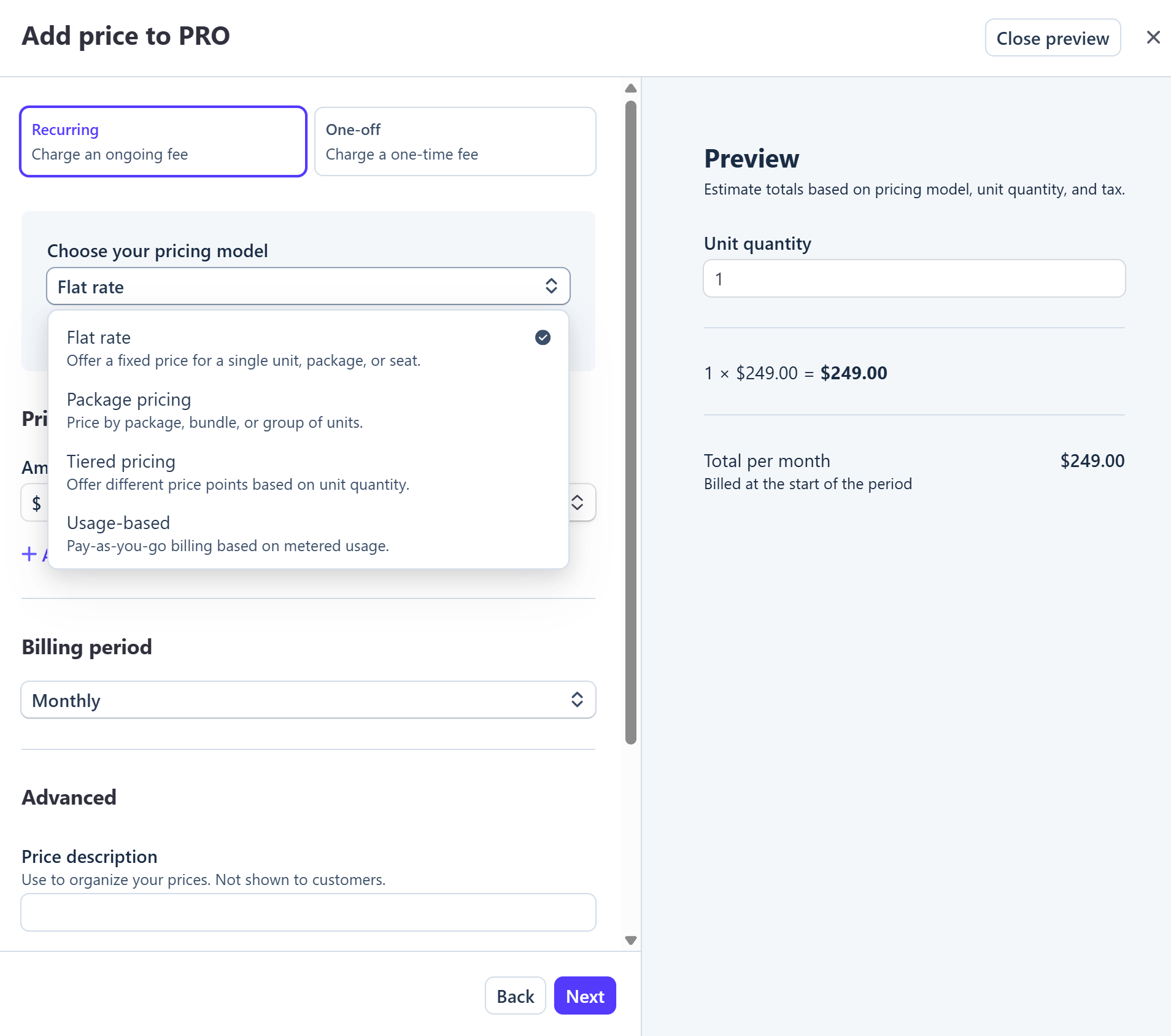 Stripe Choose Pricing Model