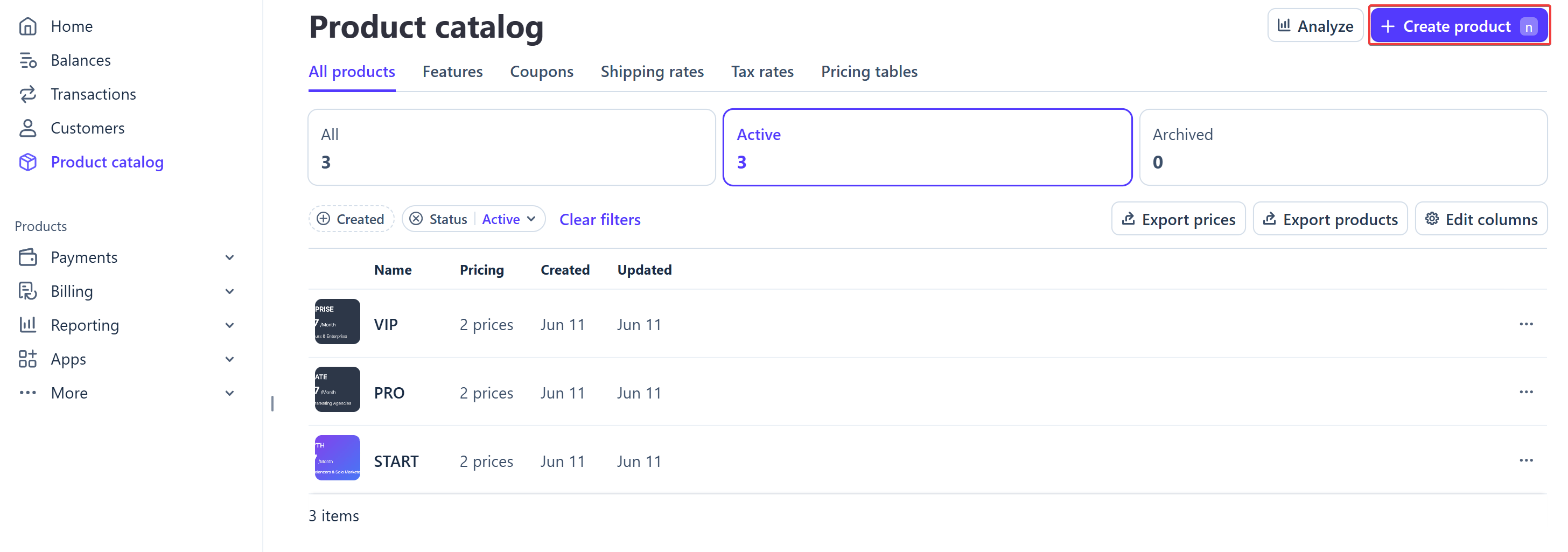 Stripe Product Catalog