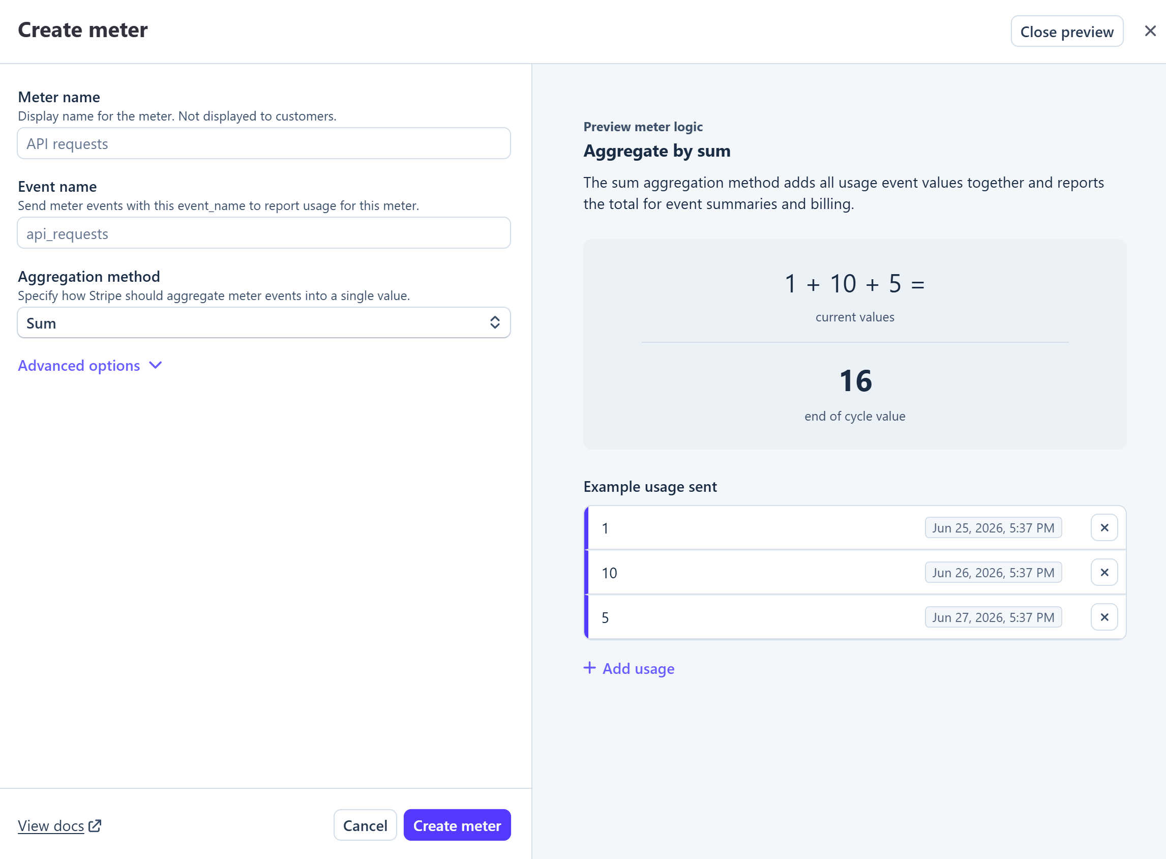 Stripe Usage Meter Configuration