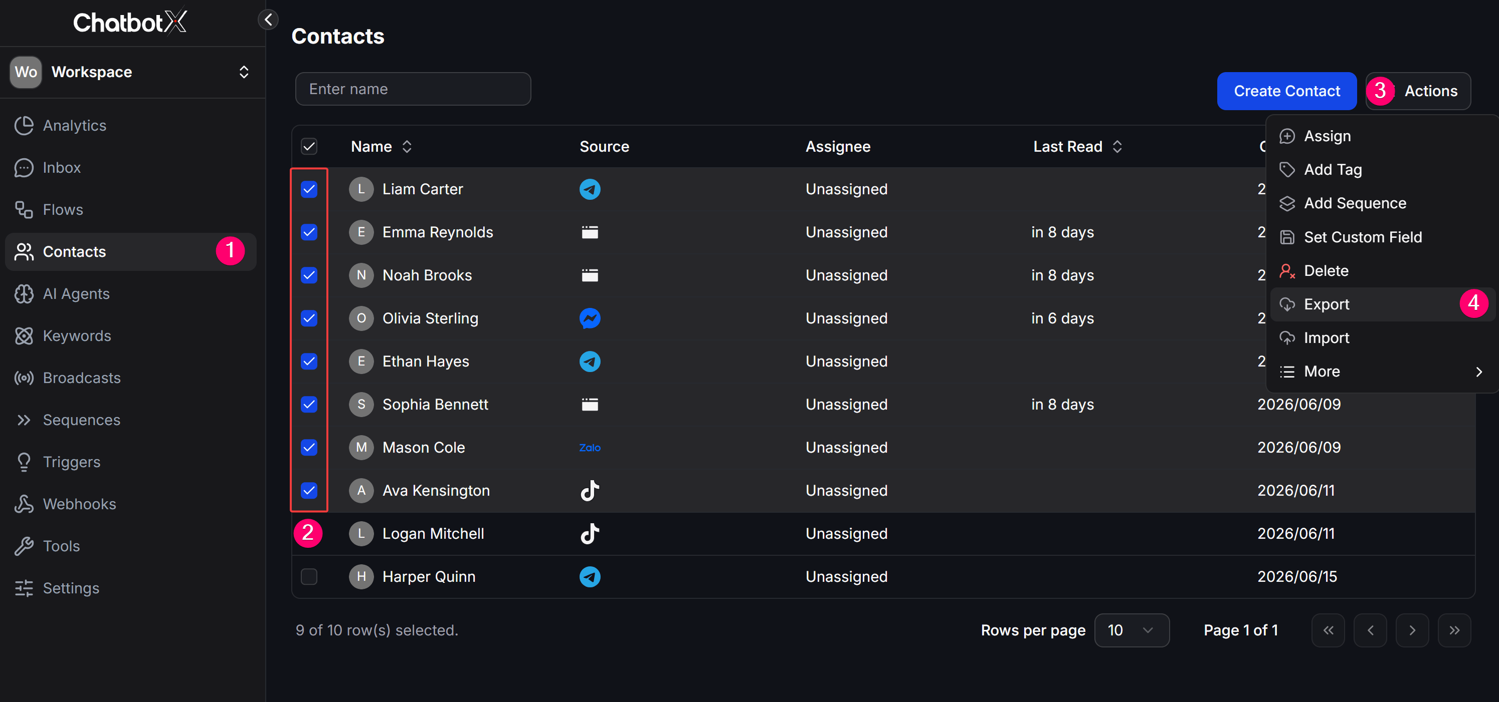 Export Contacts