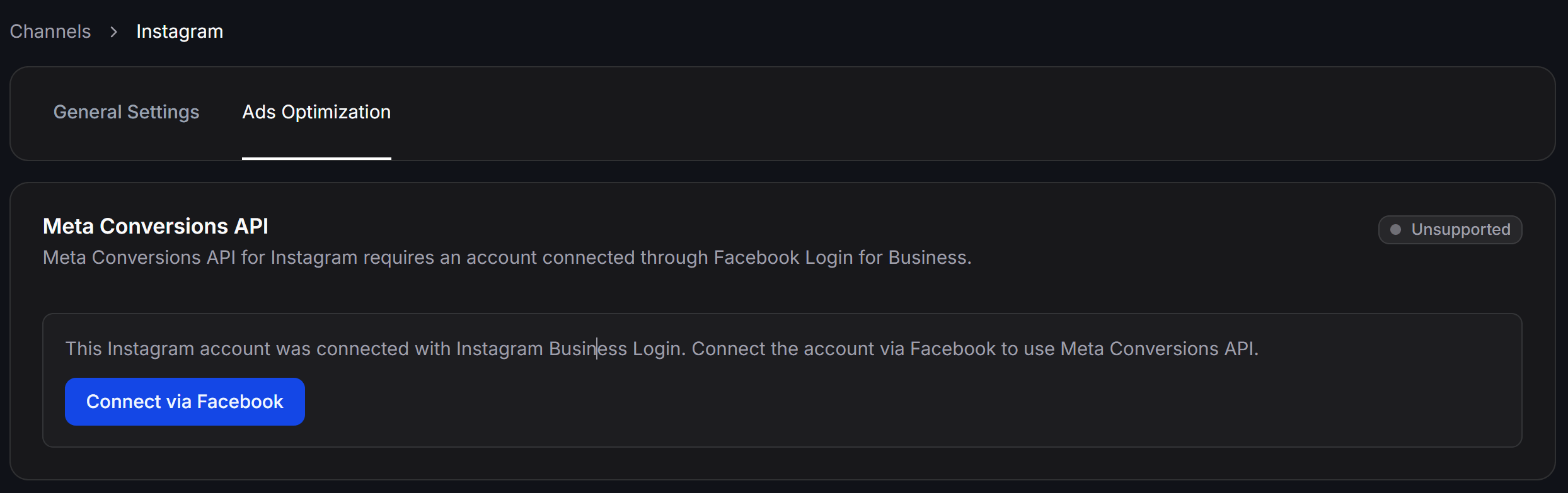 Meta Capi Instagram Connection Requirement