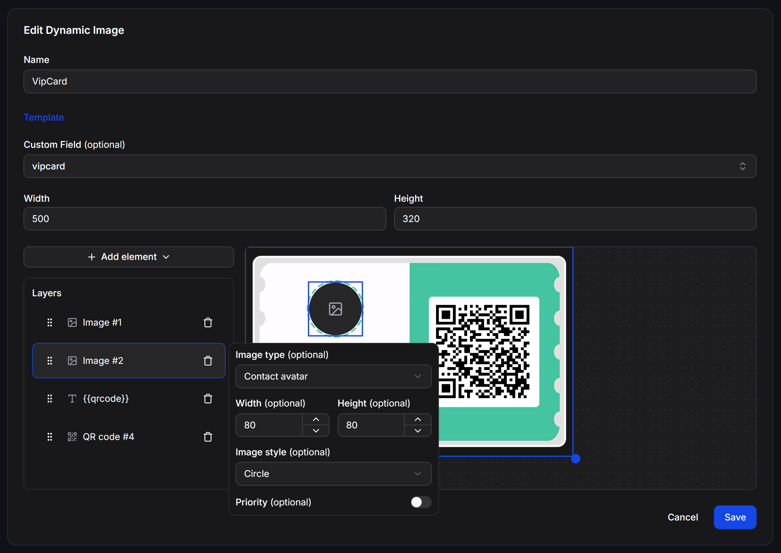 Dynamic Image Layer Contact Avatar