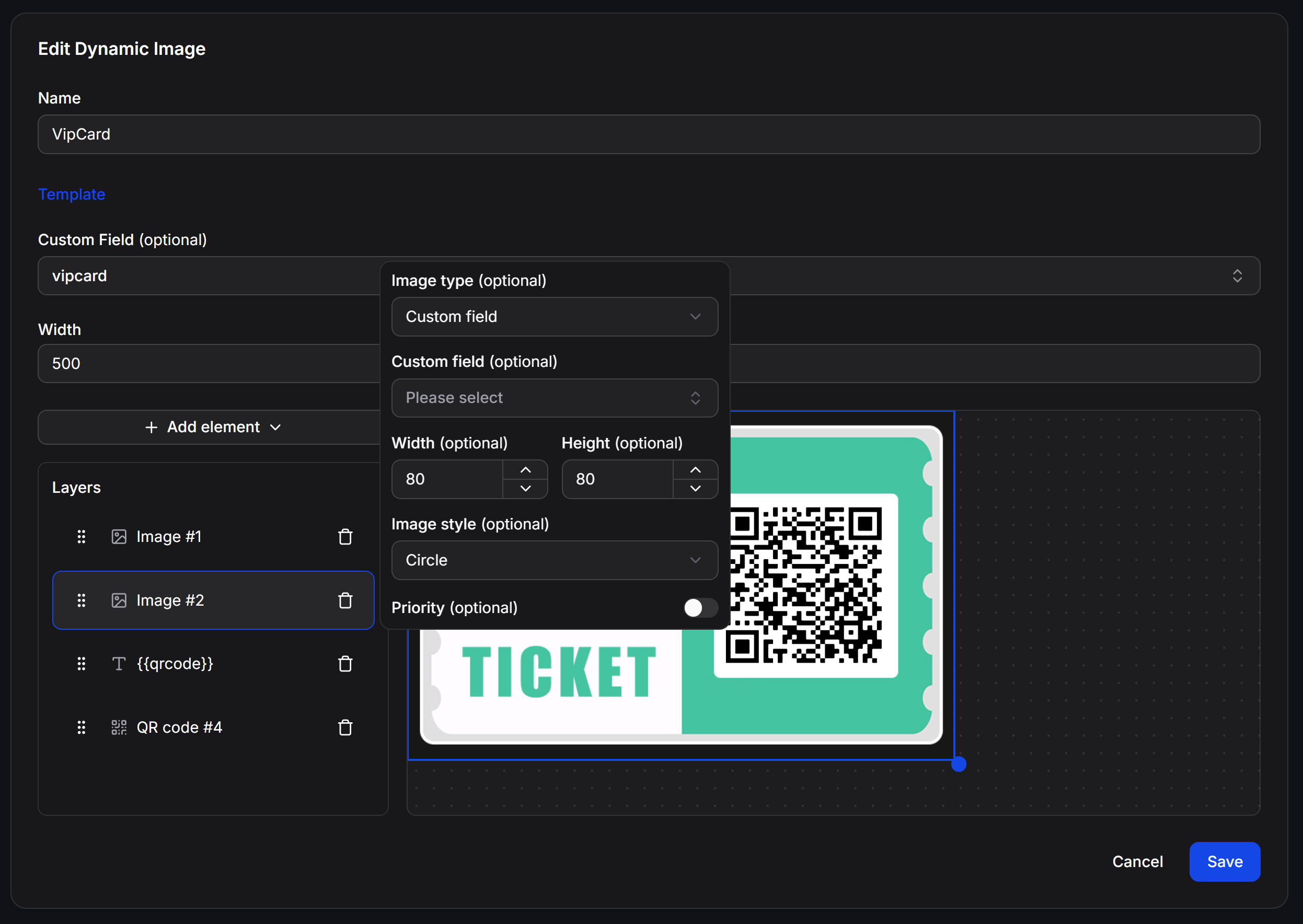 Dynamic Image Layer Custom Field Image