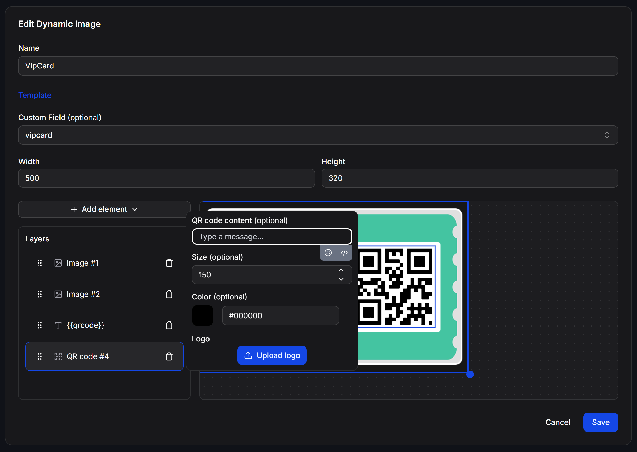 Dynamic Image Layer QR Config