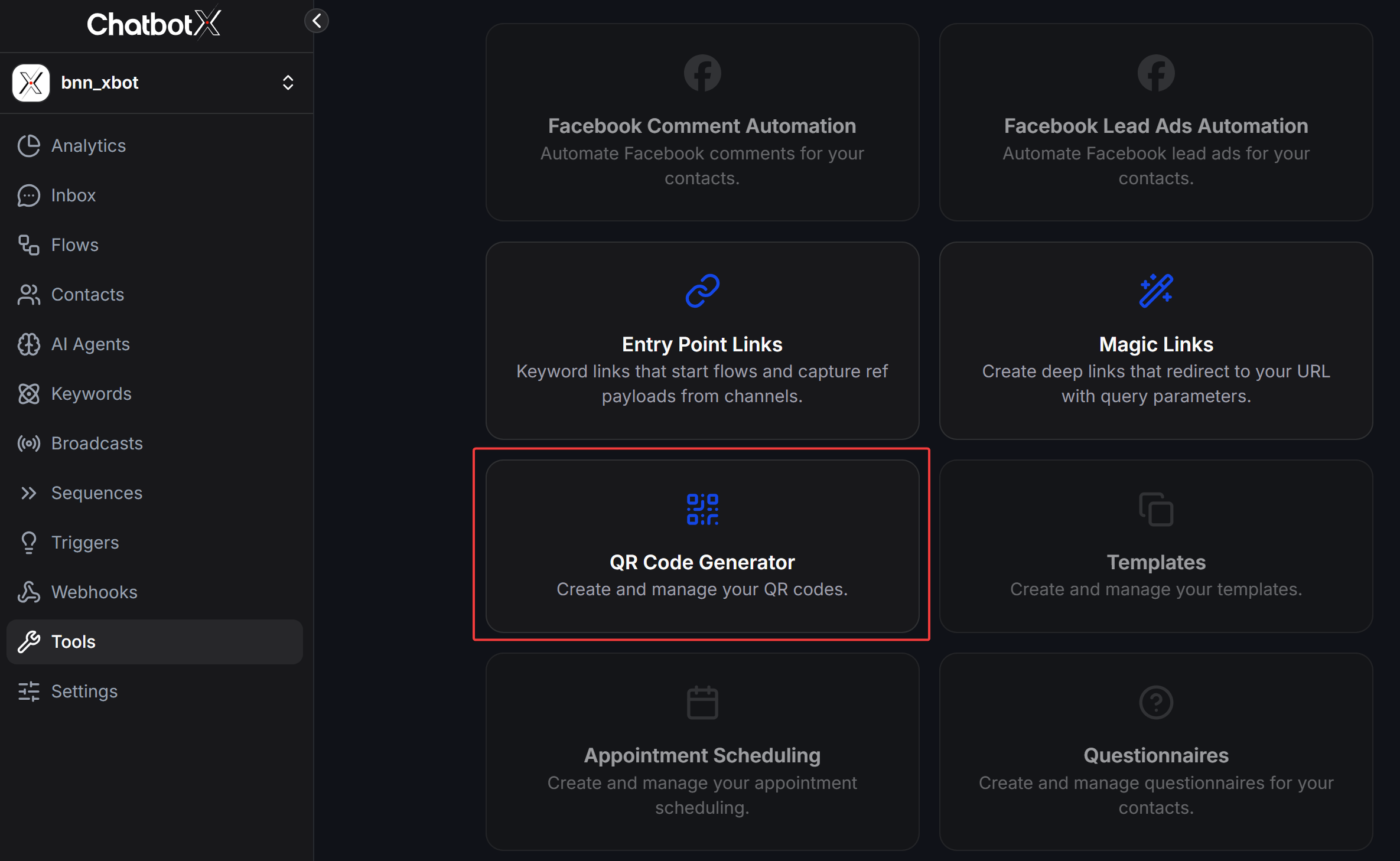 Tools QR Code Generator Card
