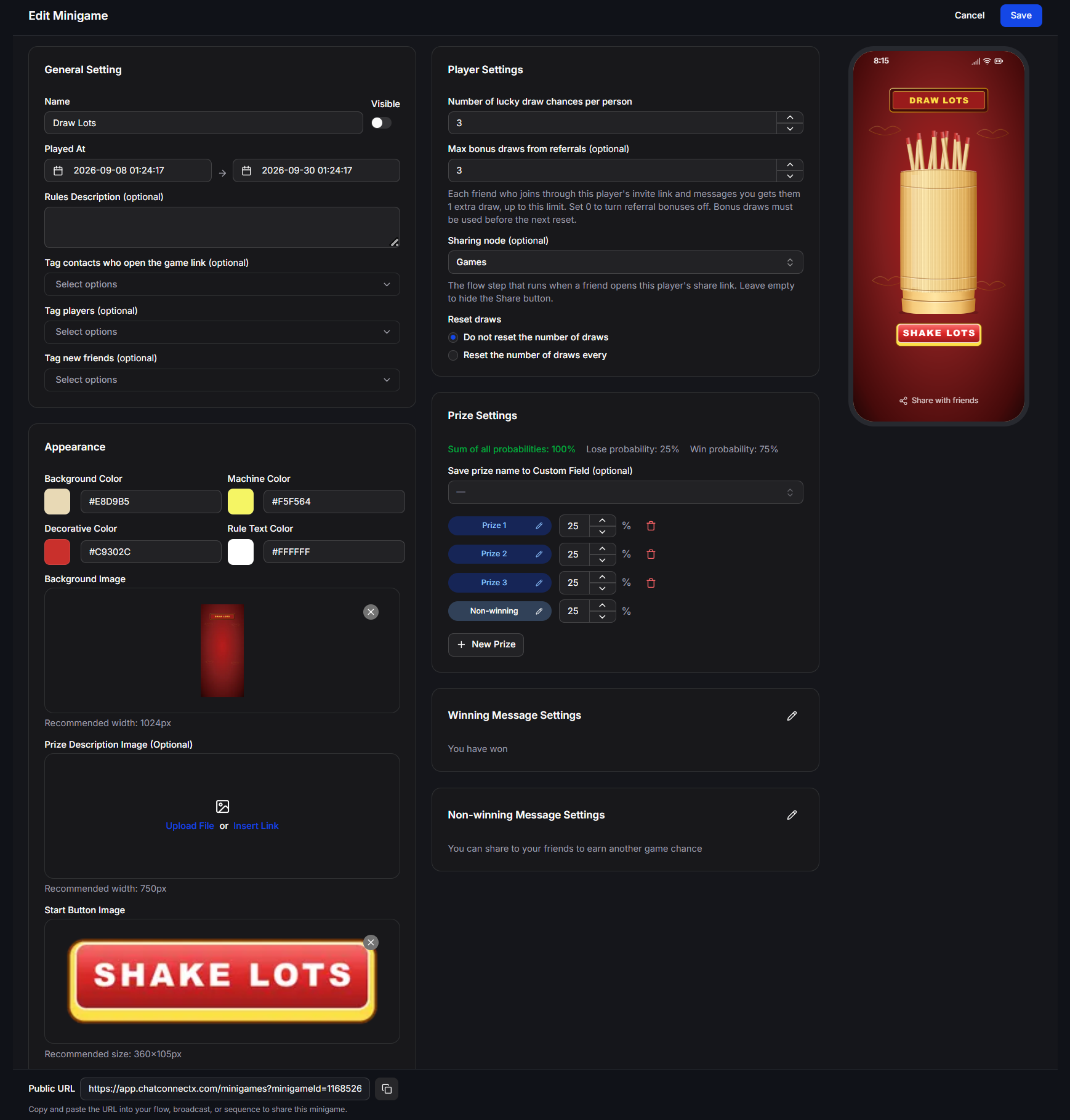 Draw Lots Edit Minigame Overview