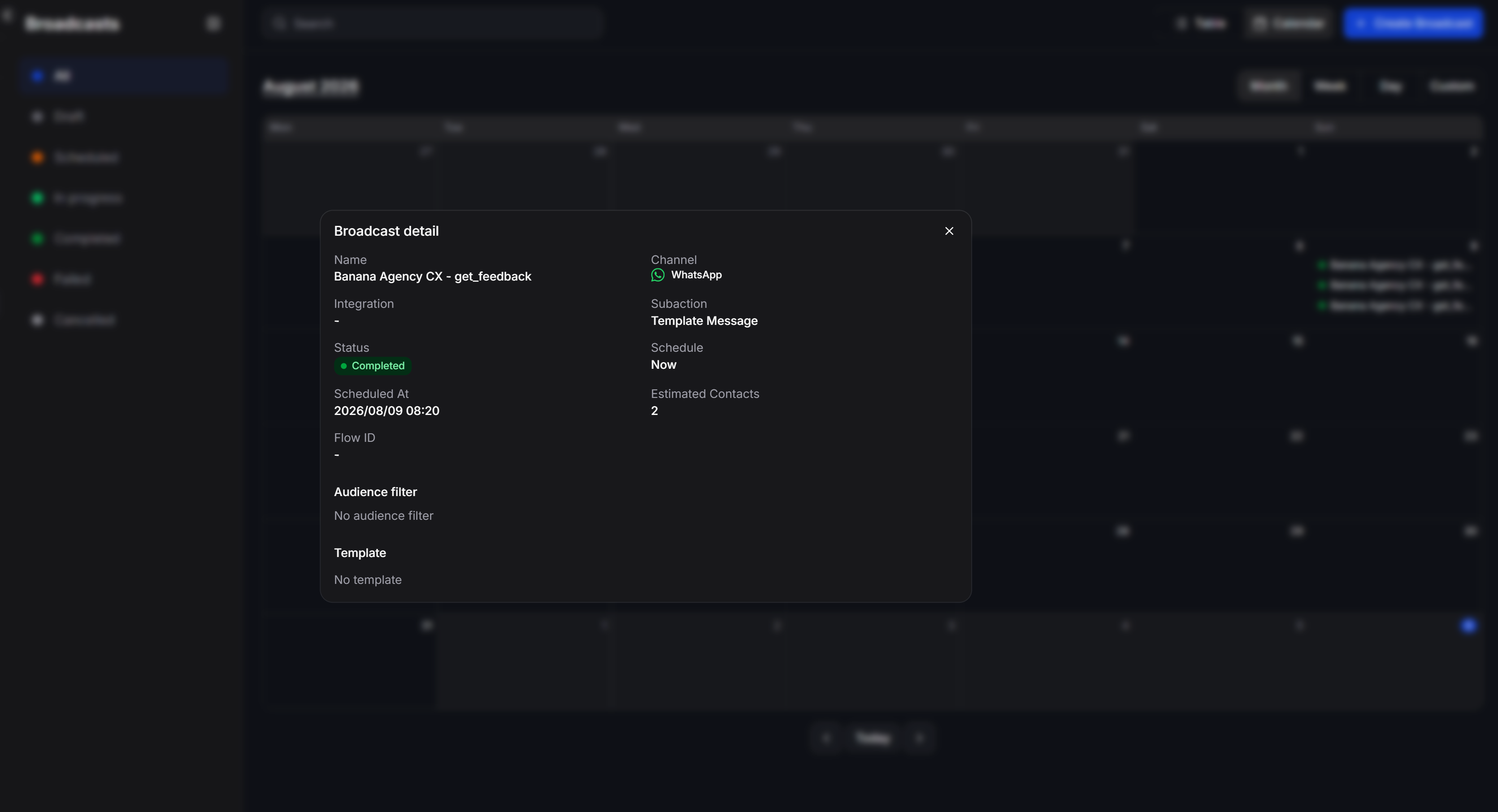 Broadcasts Detail Modal