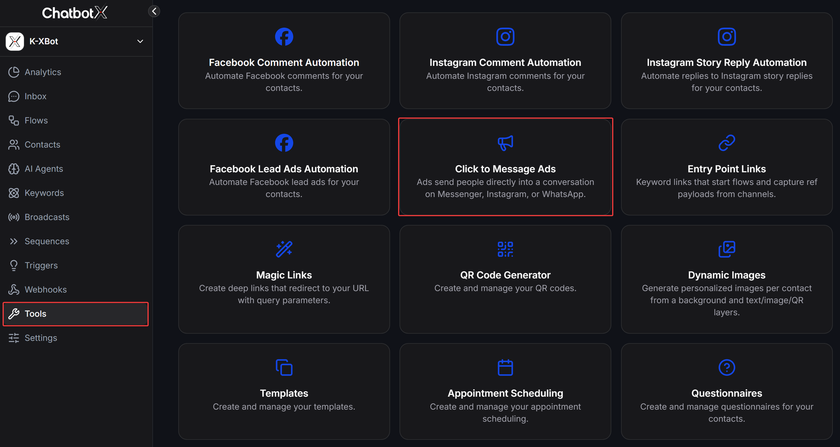 Tools Click To Message Ads Card