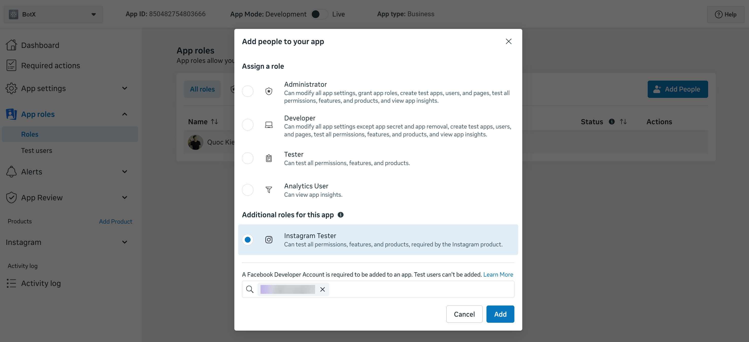Instagram Add Tester